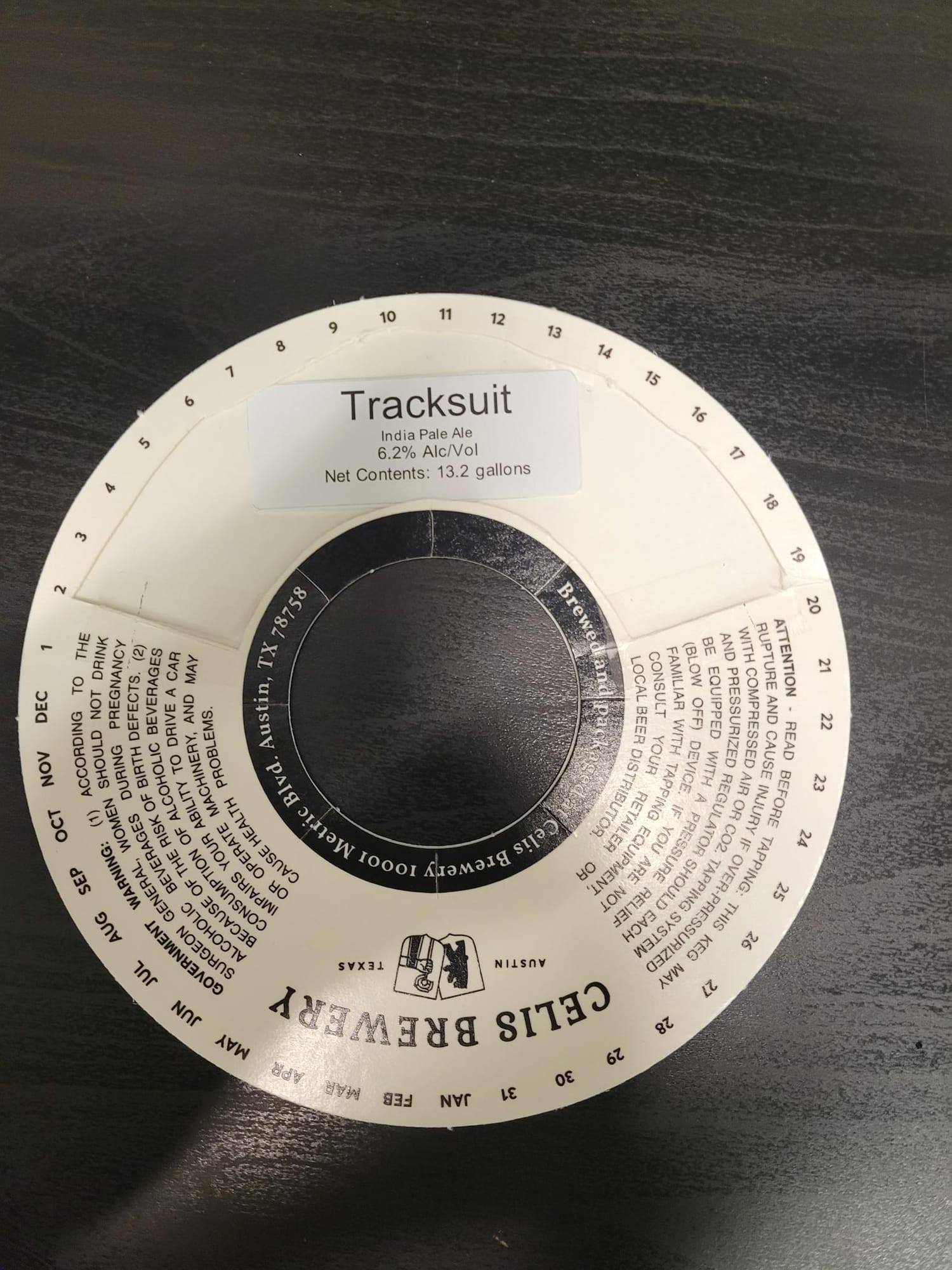 Tracksuit by Austin Brewery - beer label