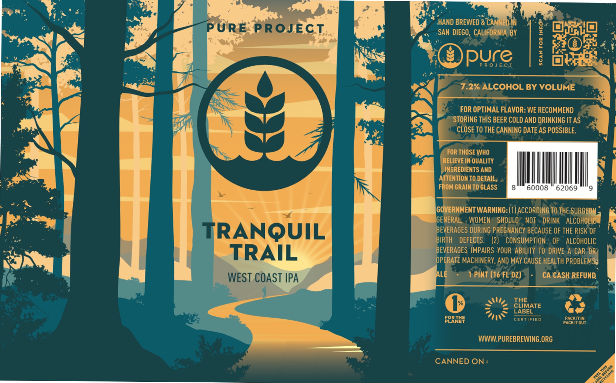 Tranquil Trail by Pure Project - beer label