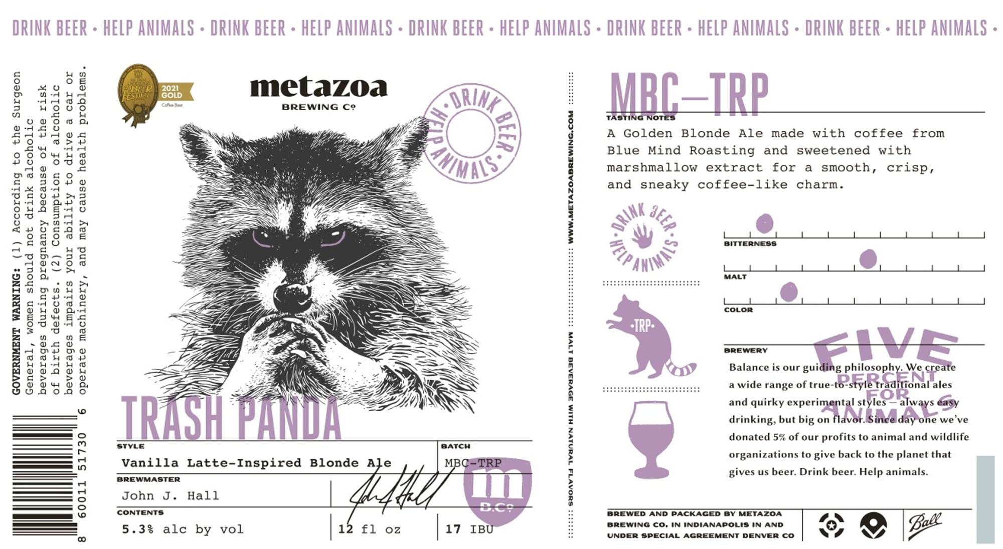 Trash Panda by Metazoa Brewing Co - beer label