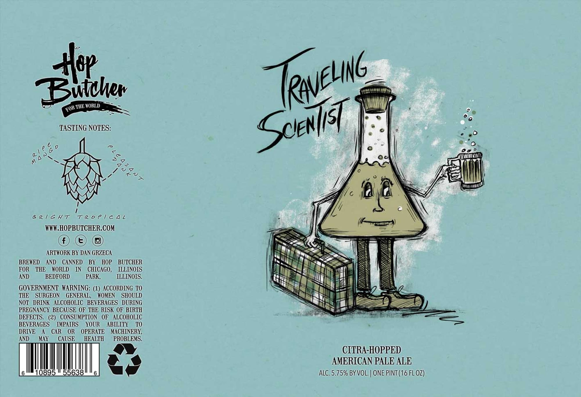 Traveling Scientist by Hop Butcher for the World - beer label