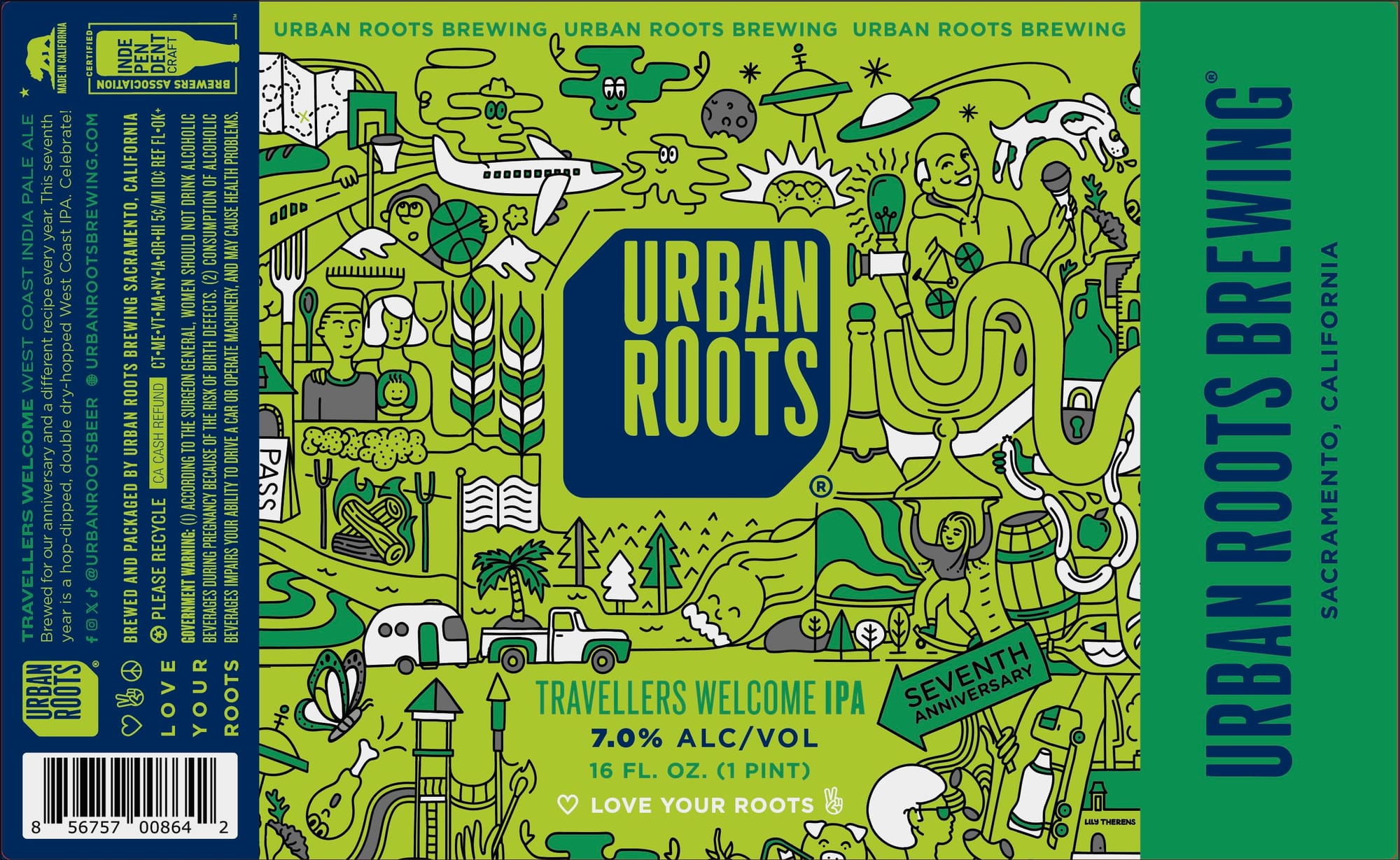 Travellers Welcome IPA by Urban Roots Brewing - beer label