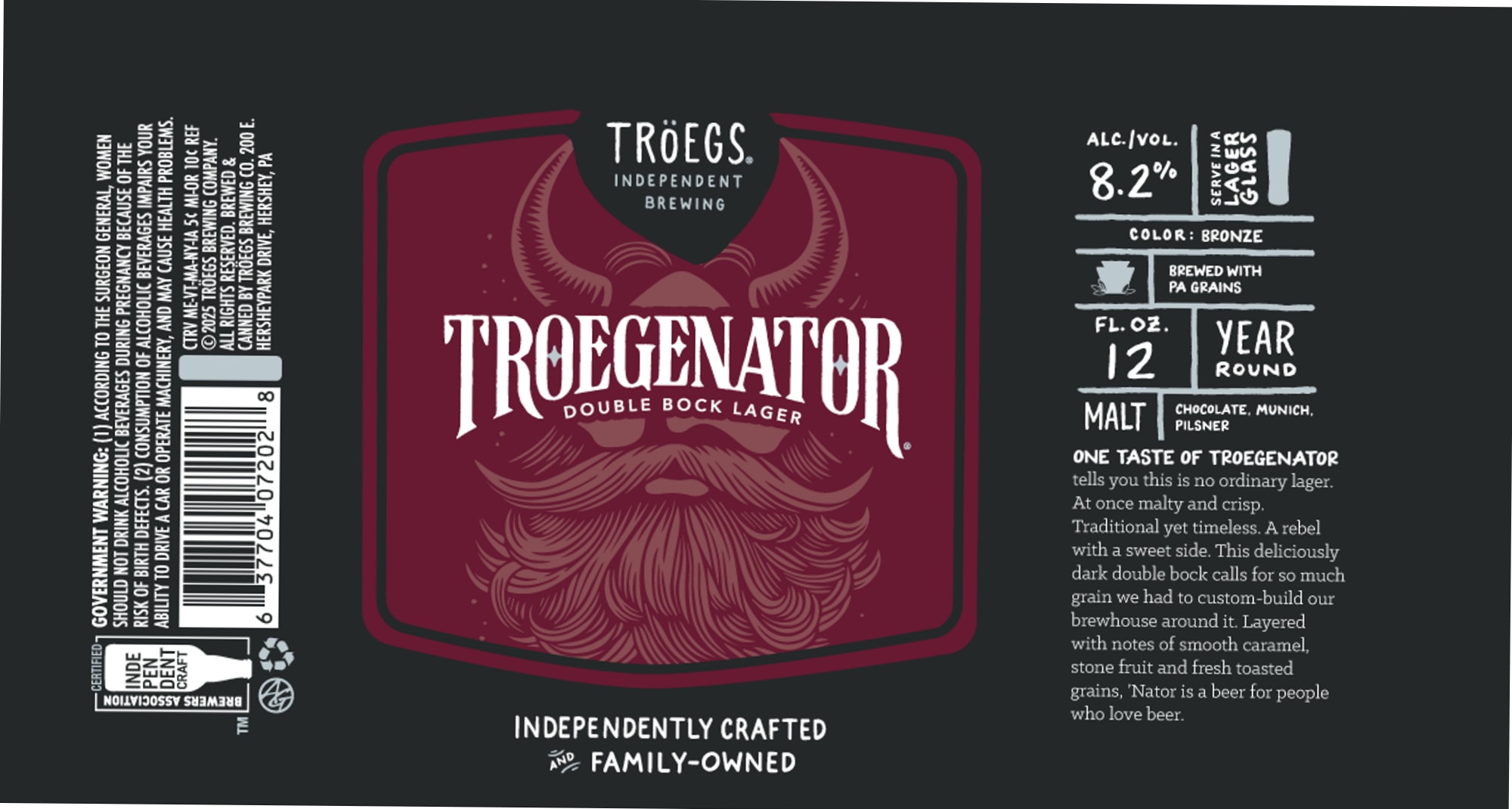 Troegenator Double Bock Lager by Tröegs Independent Brewing - beer label