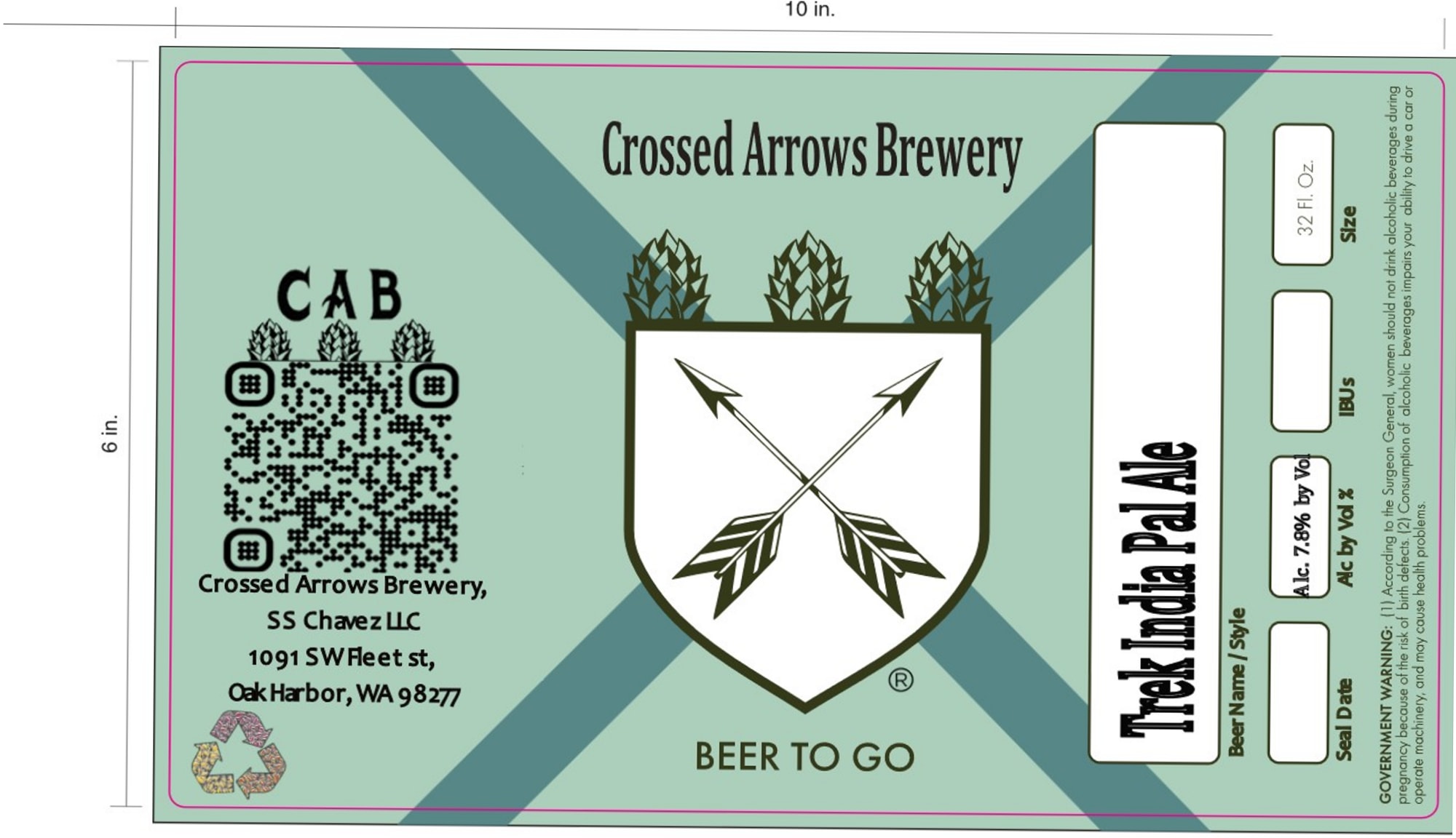 Trek India Pale Ale by Crossed Arrows Brewery - beer label