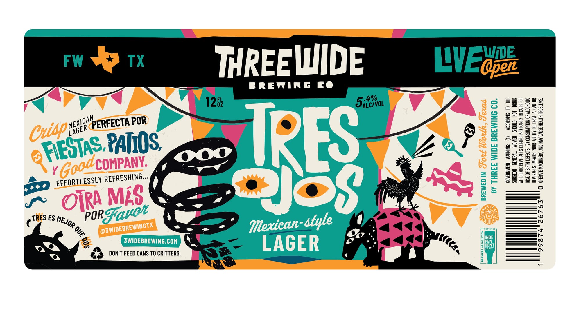 Tres Leches by Three Wide Brewing Co. - beer label