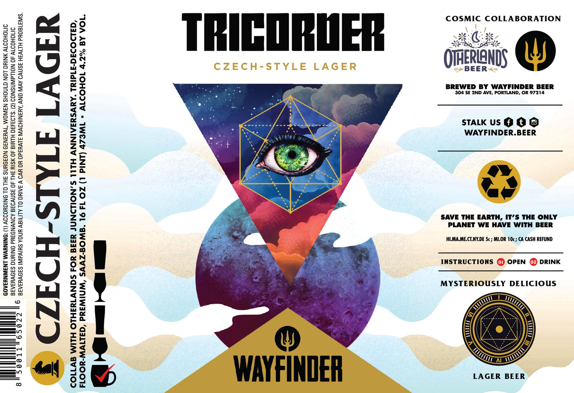 Tricorder Lager by Wayfinder Beer - beer label