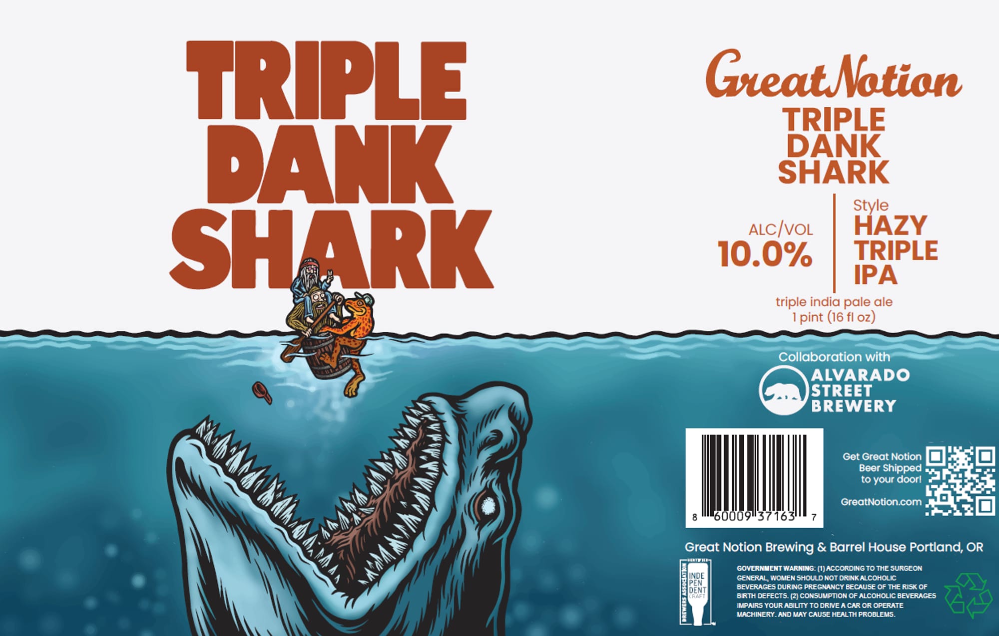 Triple Dank Shark by Great Notion Brewing - beer label