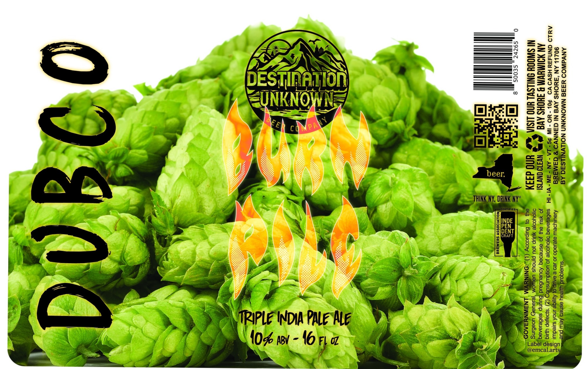 Triple India Pale Ale by Destination Unknown Beer Company - beer label