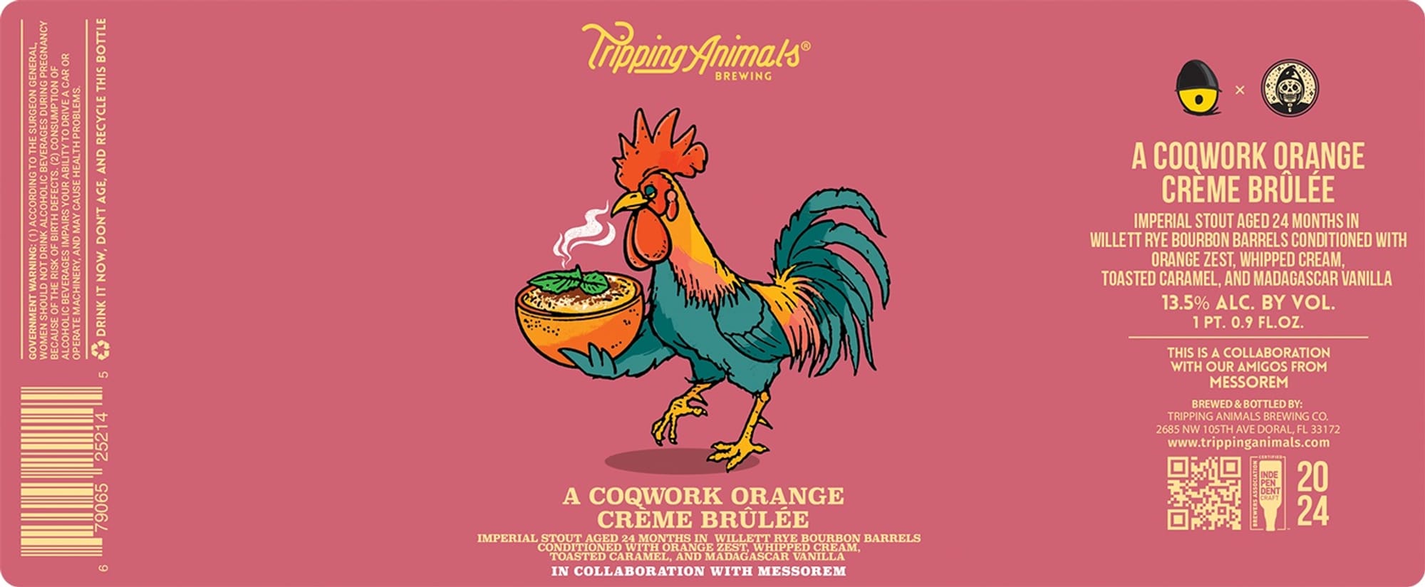 A Coqwork Orange Creme Brûlée by Tripping Animals Brewing - beer label