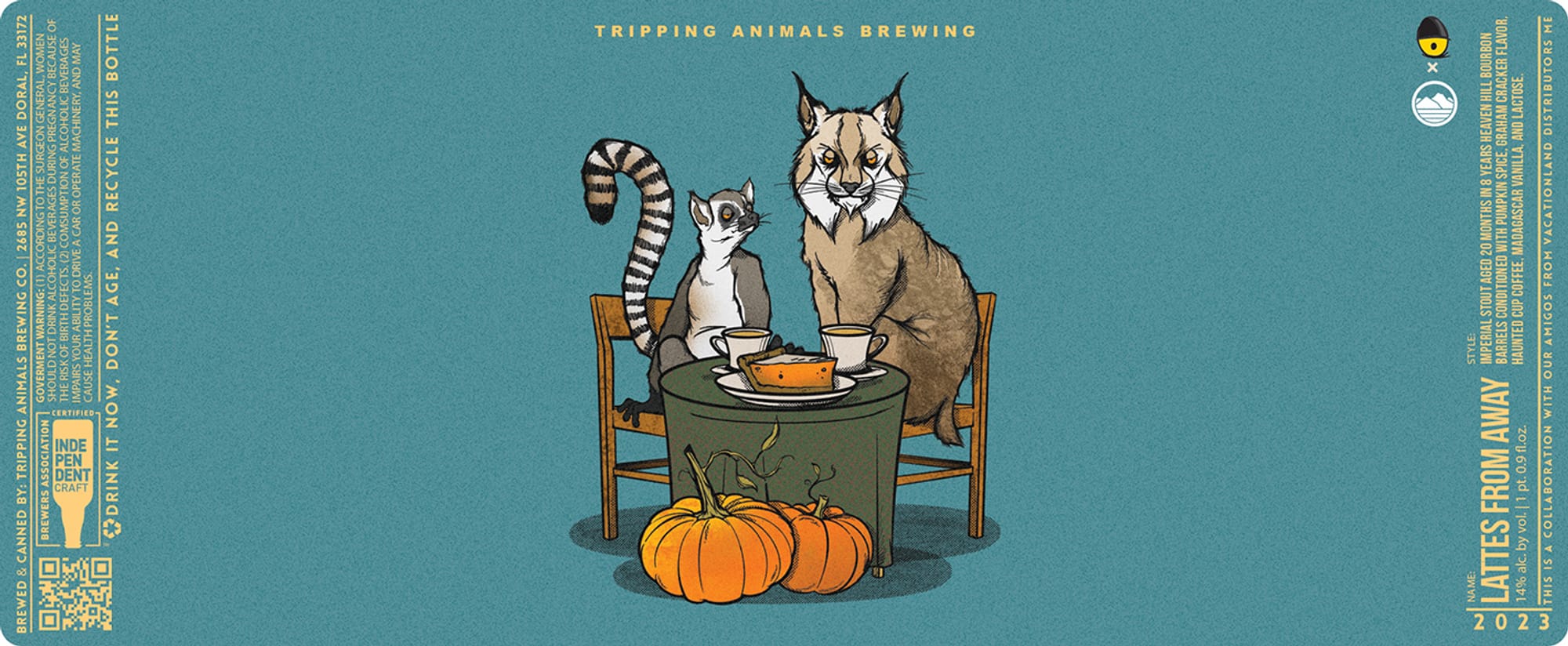 Lattes From Away by Tripping Animals Brewing - beer label