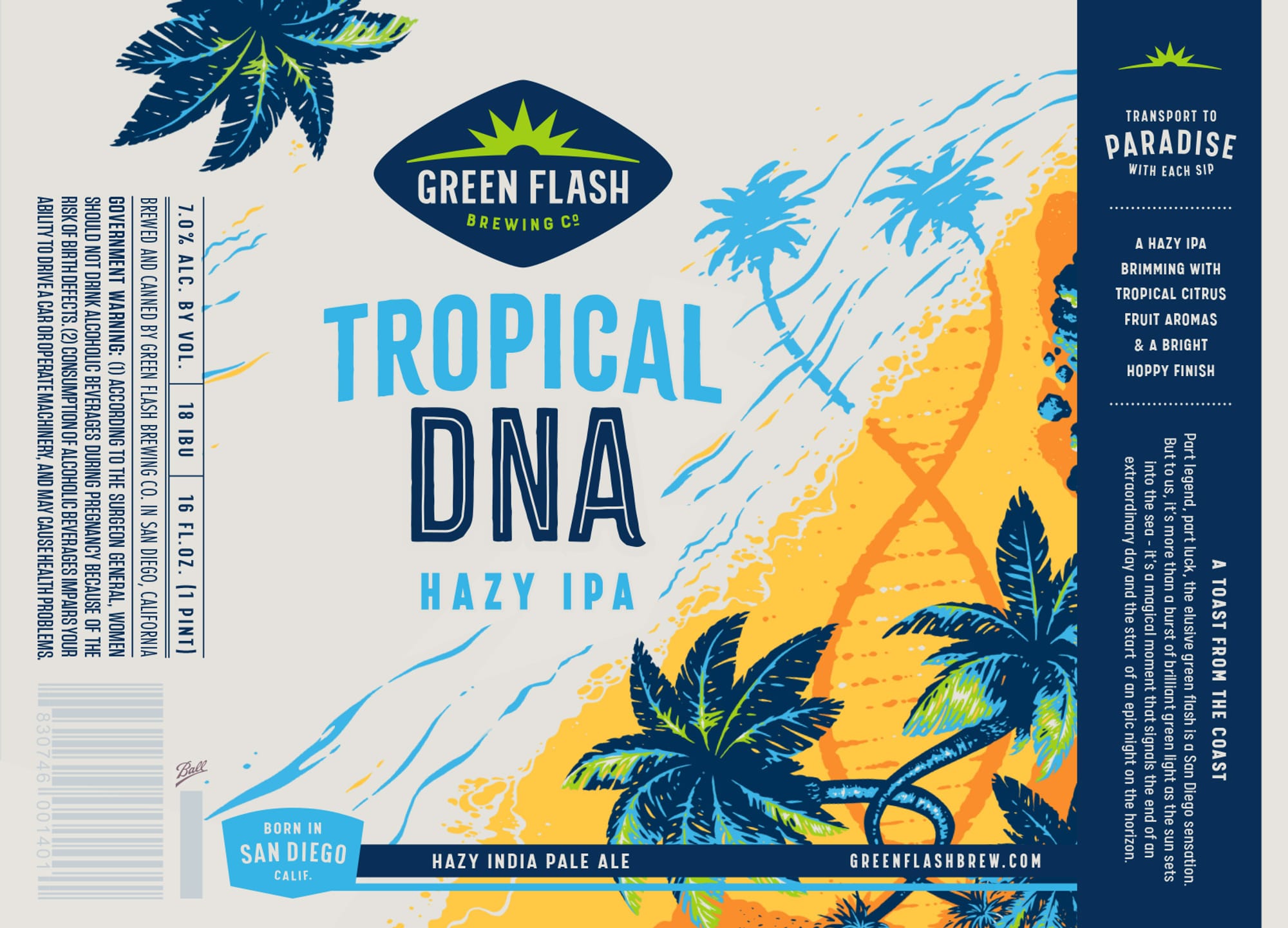 Tropical DNA by Green Flash Brewing - beer label