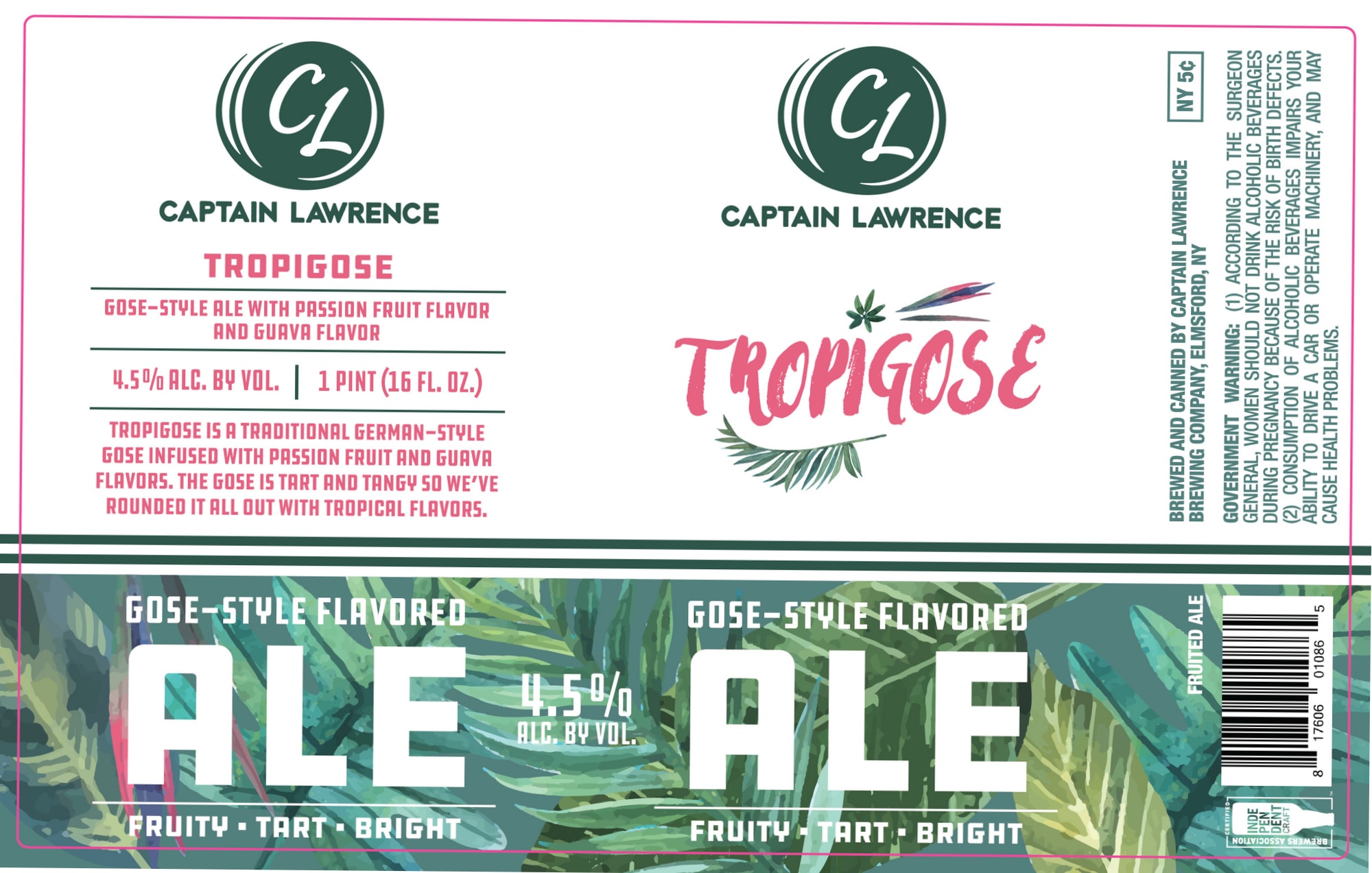 Tropigose by Captain Lawrence Brewing Company - beer label