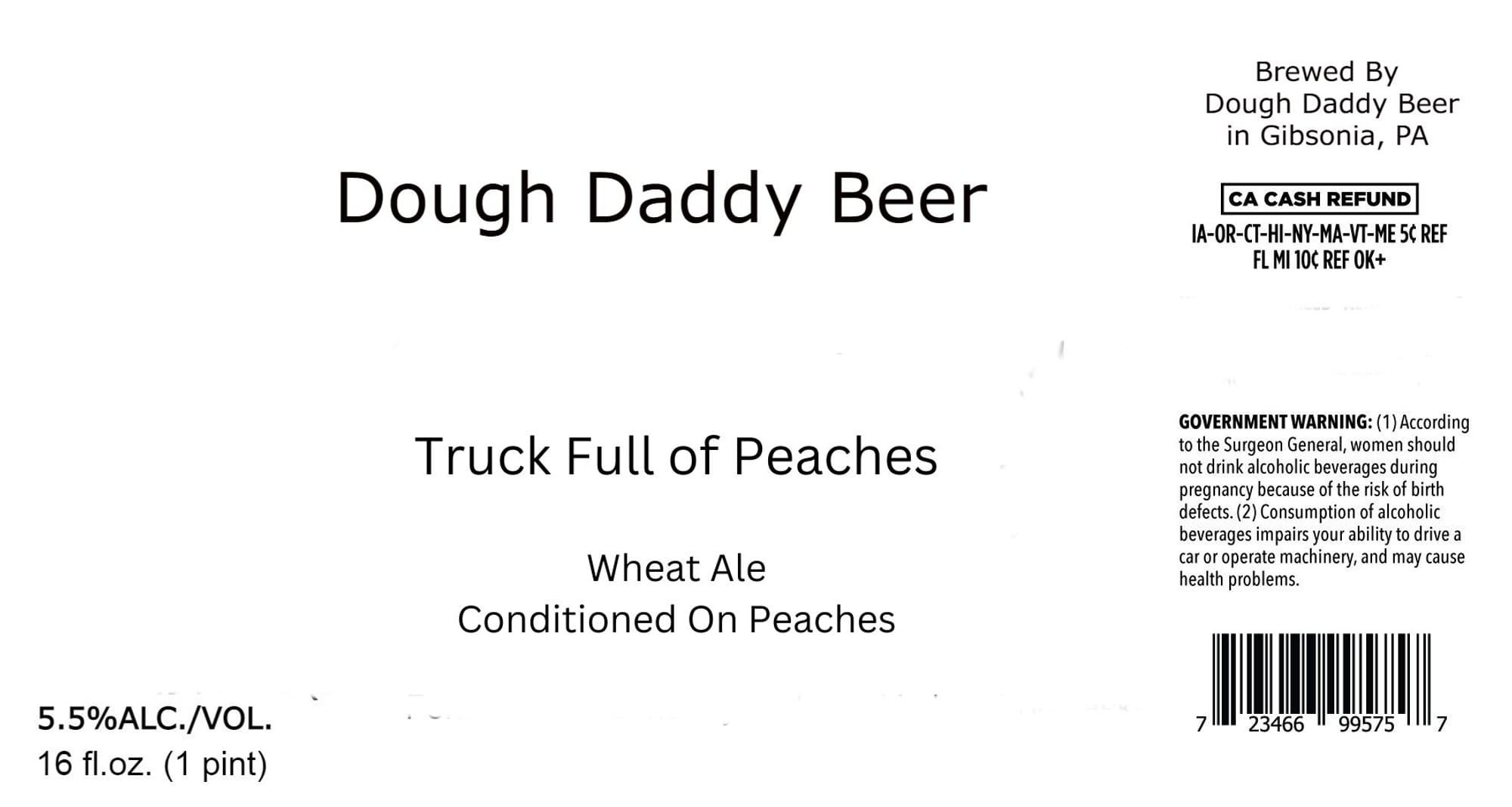 Truck Full of Peaches by Dough Daddy Beer - beer label