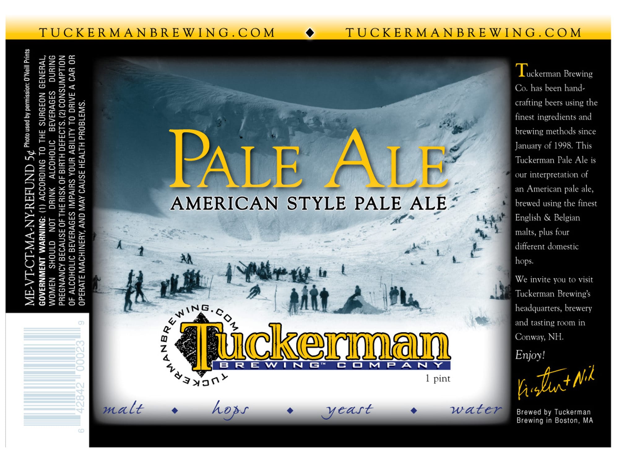 Pale Ale by Tuckerman Brewing - beer label