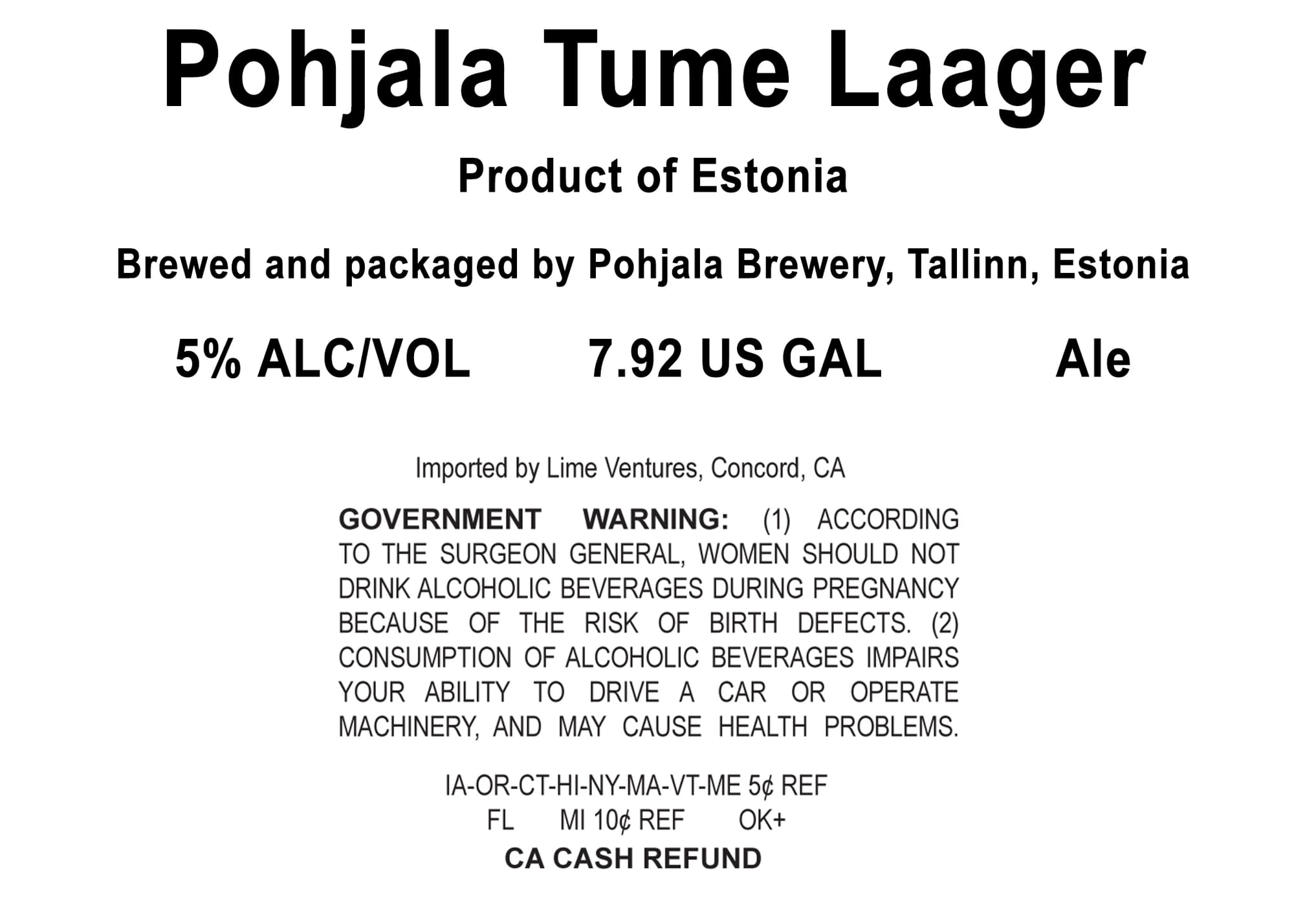 Tume Lager by Pohjala Brewery - beer label