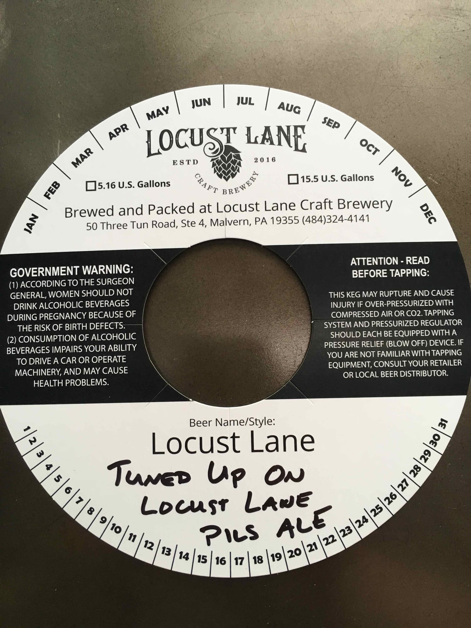 Tuned Up On Locust Lane by Locust Lane Craft Brewery - beer label