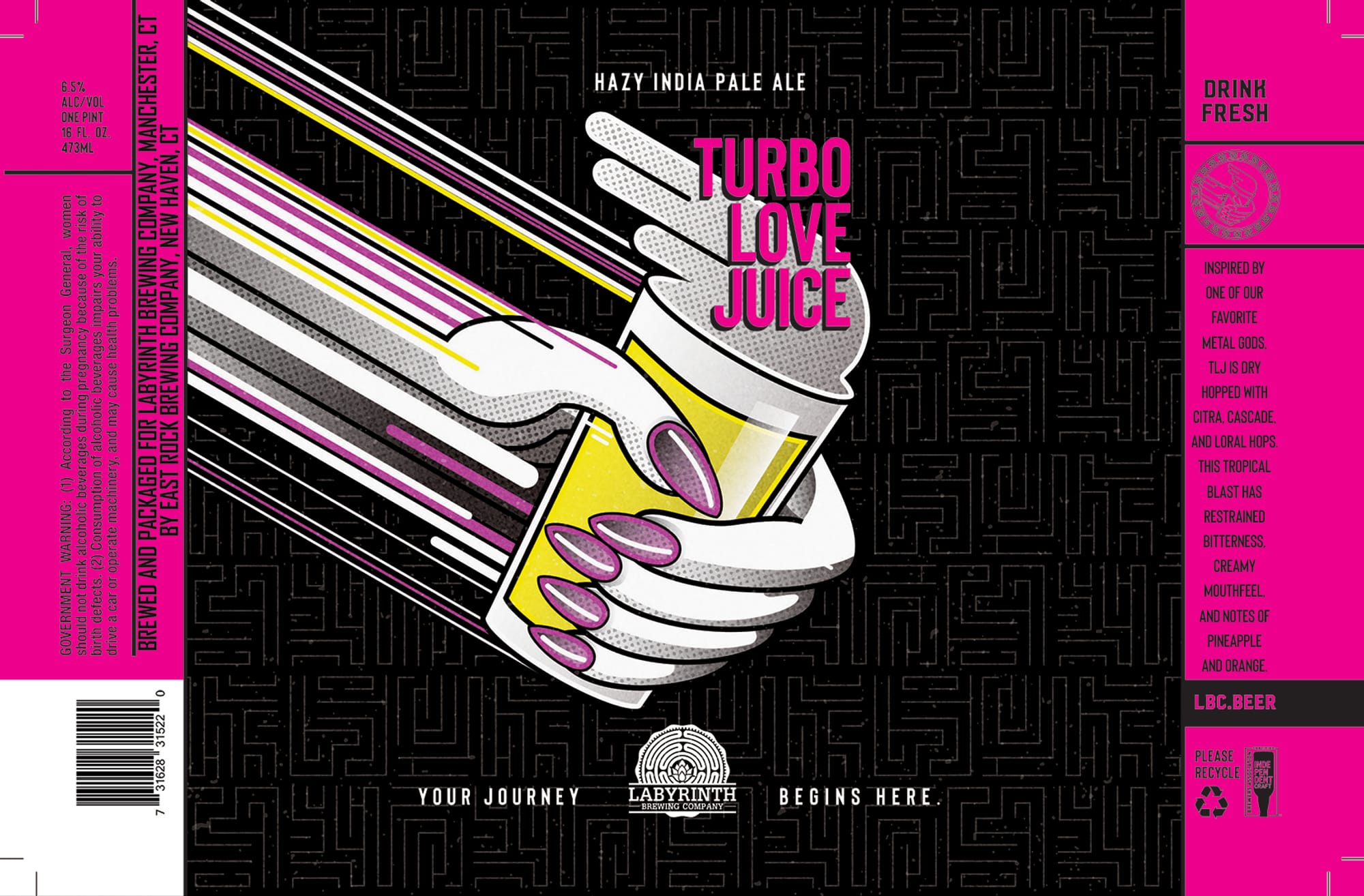 Turbo Love Juice by Labyrinth Brewing Company - beer label