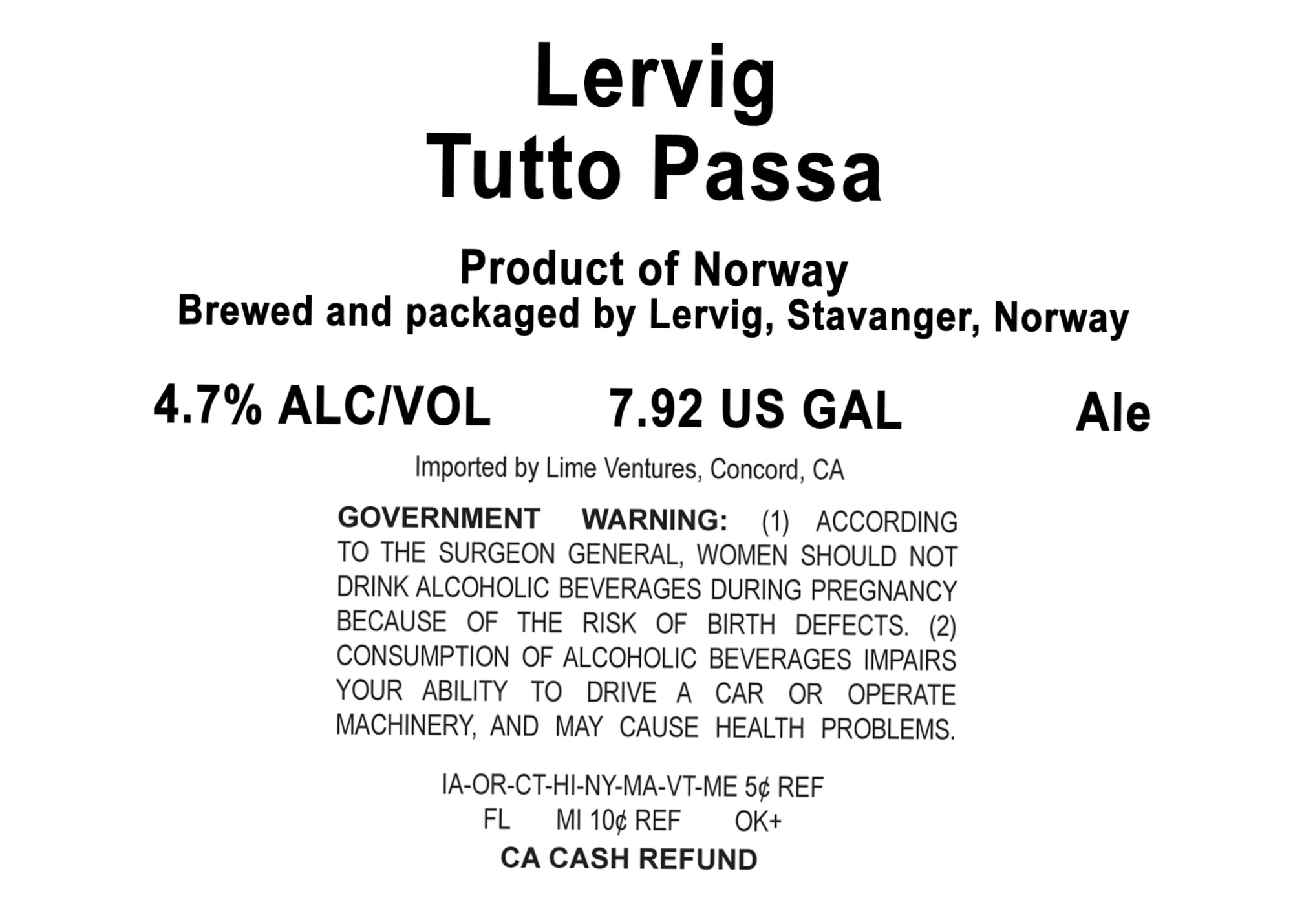 TUTTO PASSA by LERVIG - beer label