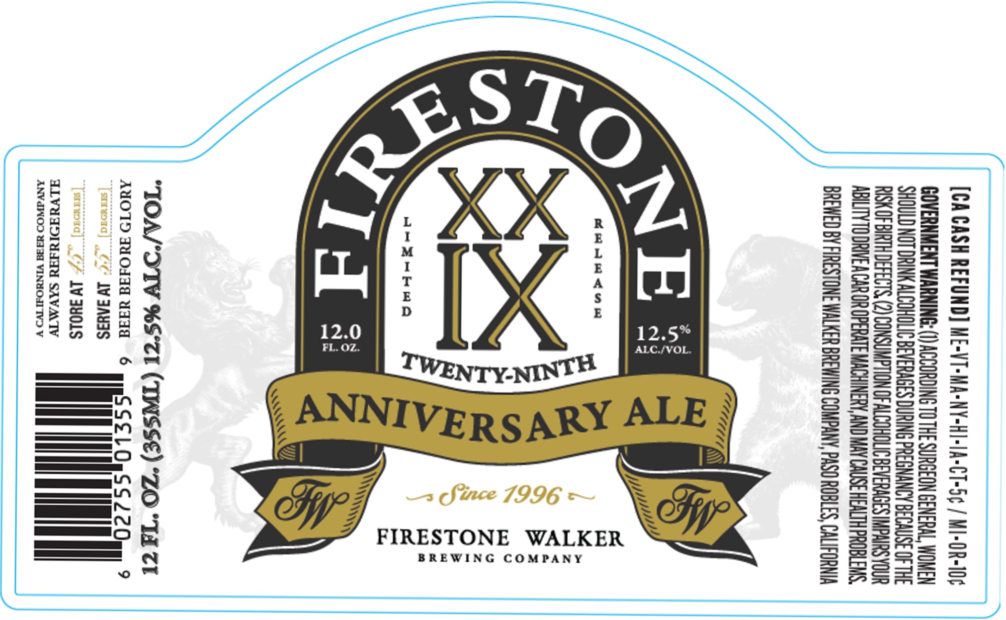 Twenty-Ninth Anniversary Ale by Firestone Walker Brewing Company - beer label