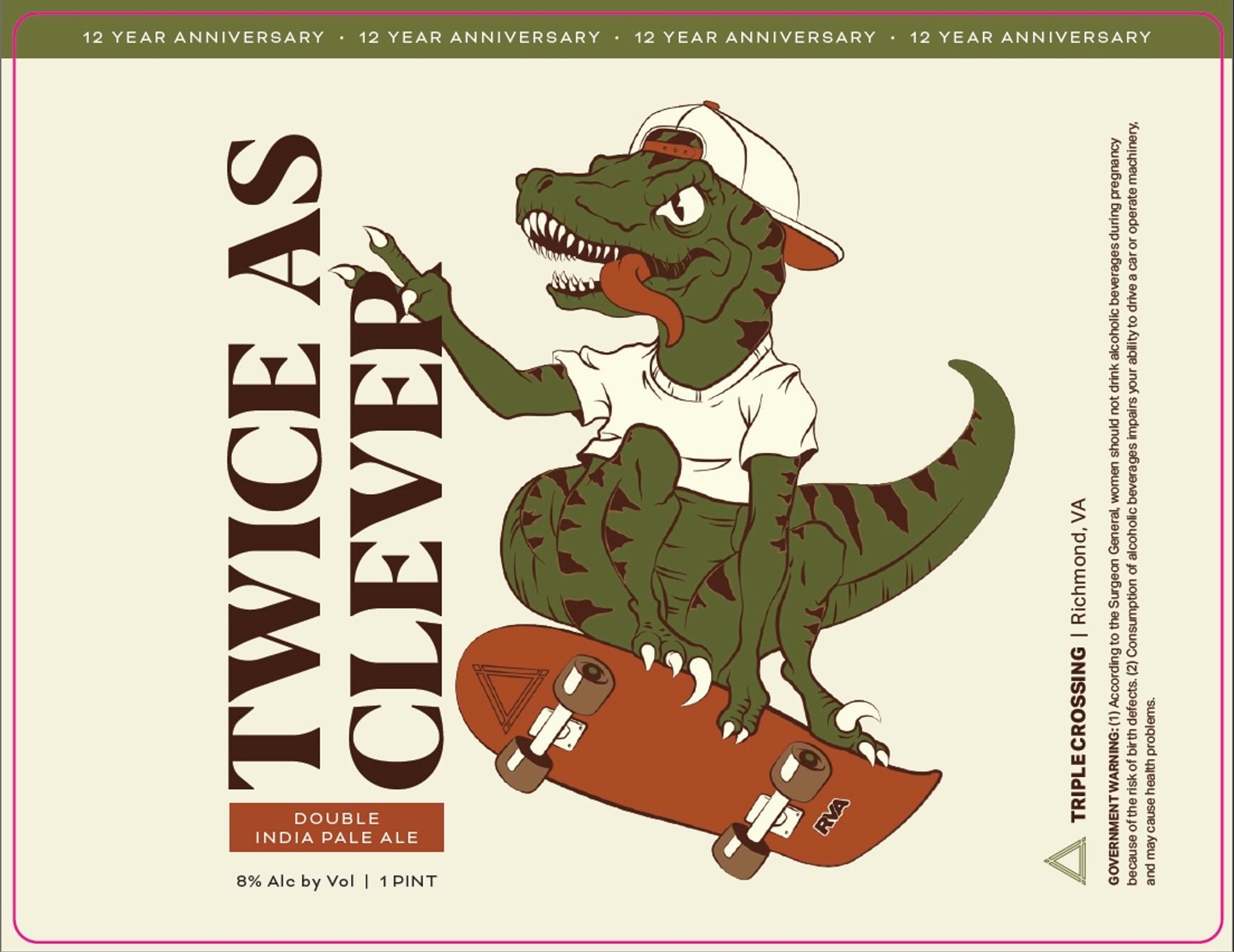 Twice Clever by Triple Crossing Beer - beer label