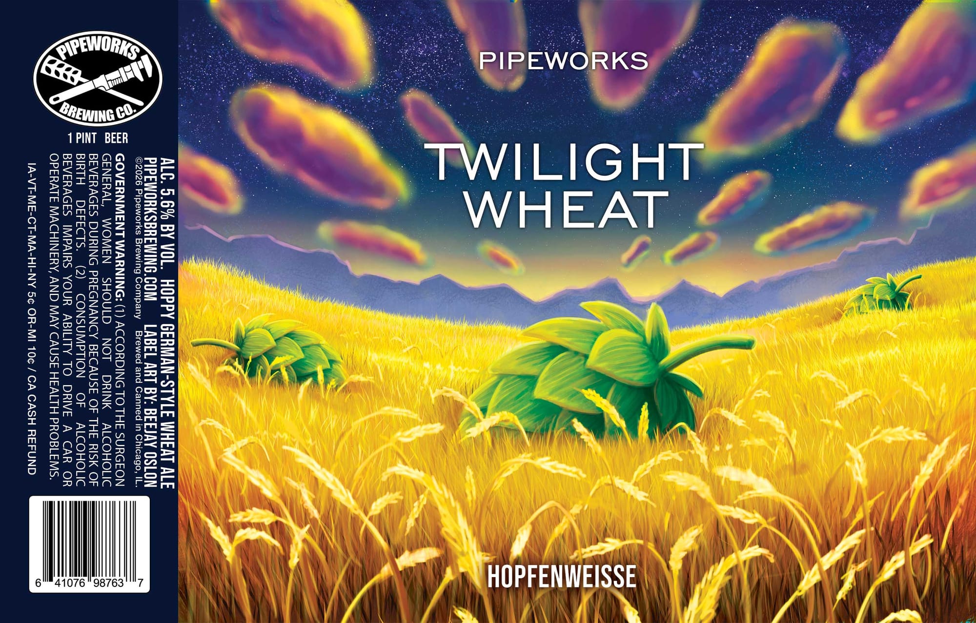 Twilight Wheat by Pipeworks Brewing Co. - beer label