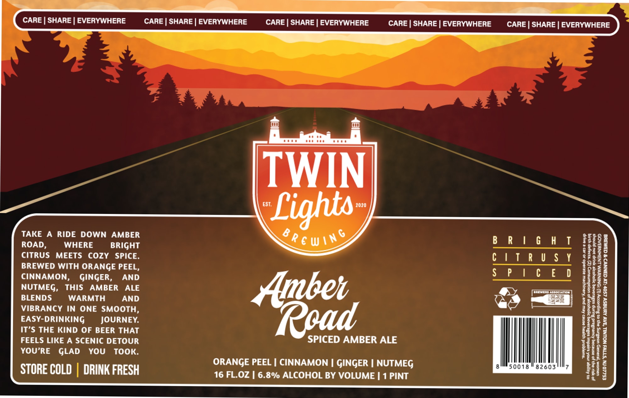 Bright Amber Road by Twin Lights Brewing - beer label