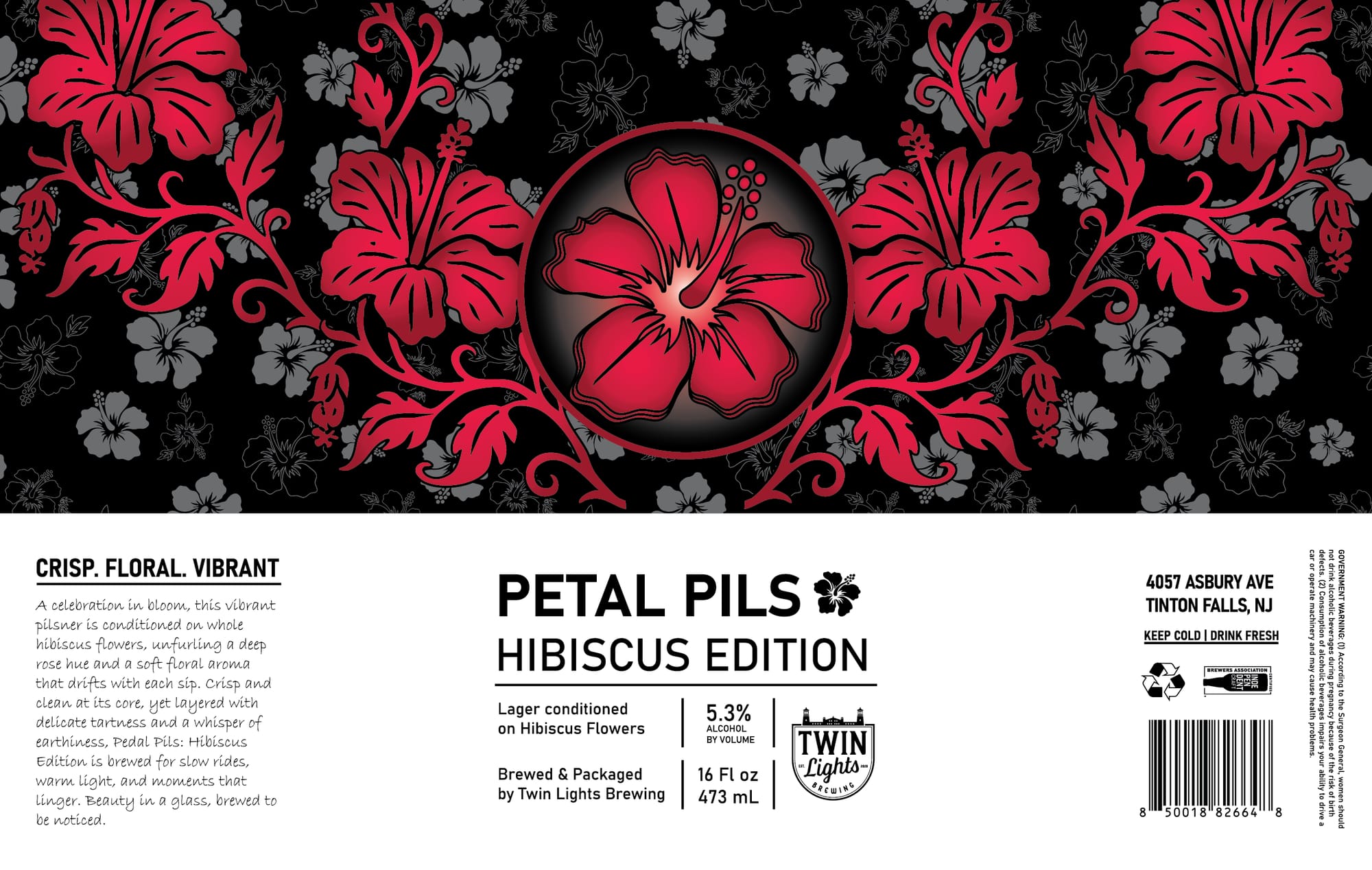 Petal Pils: Hibiscus Edition by Twin Lights Brewing - beer label