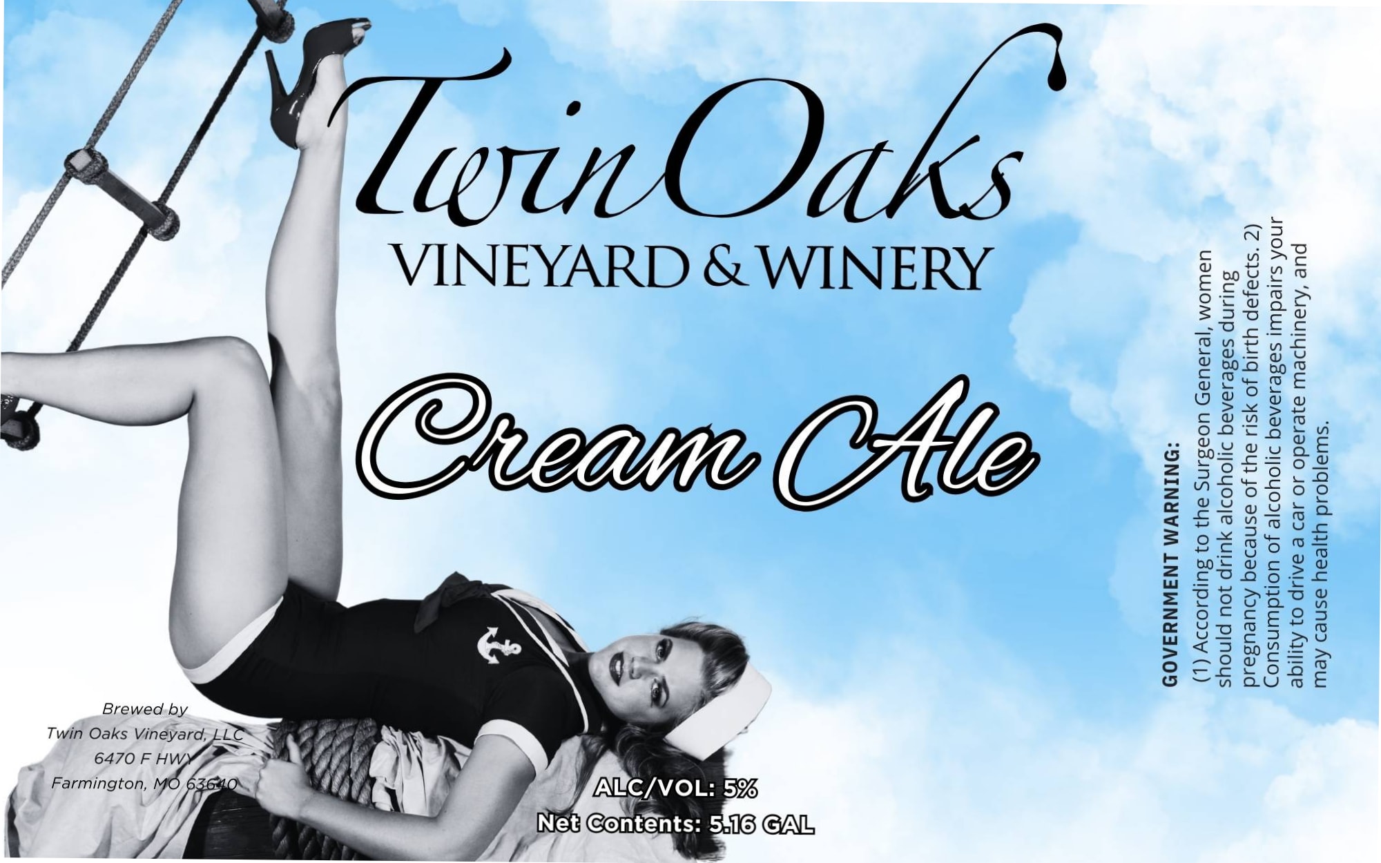 Cream Ale by Twin Oaks Vineyard & Winery - beer label