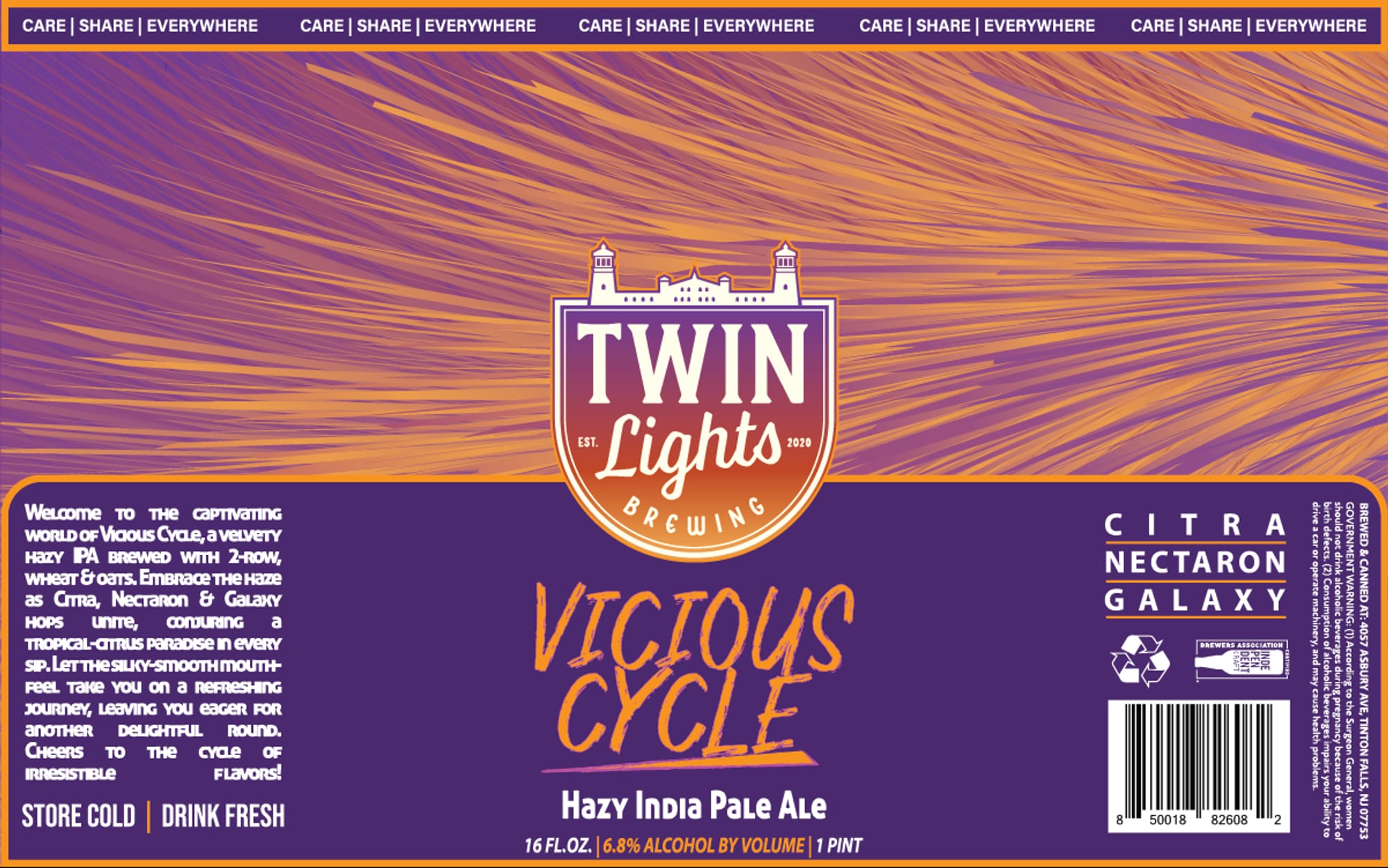 Victious Cycle by Twin Lights Brewing - beer label