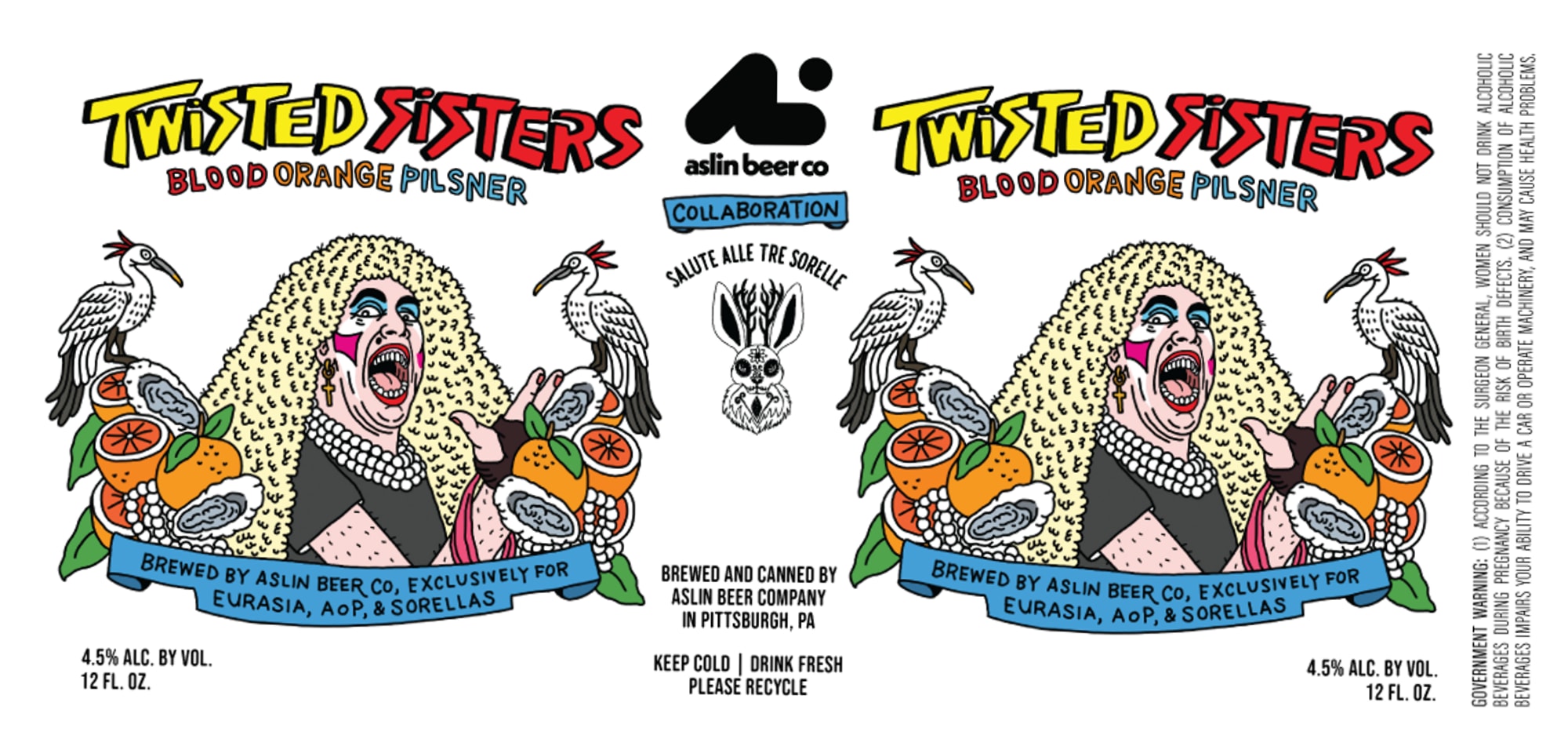 Twisted Sisters by Aslin Beer Co. - beer label