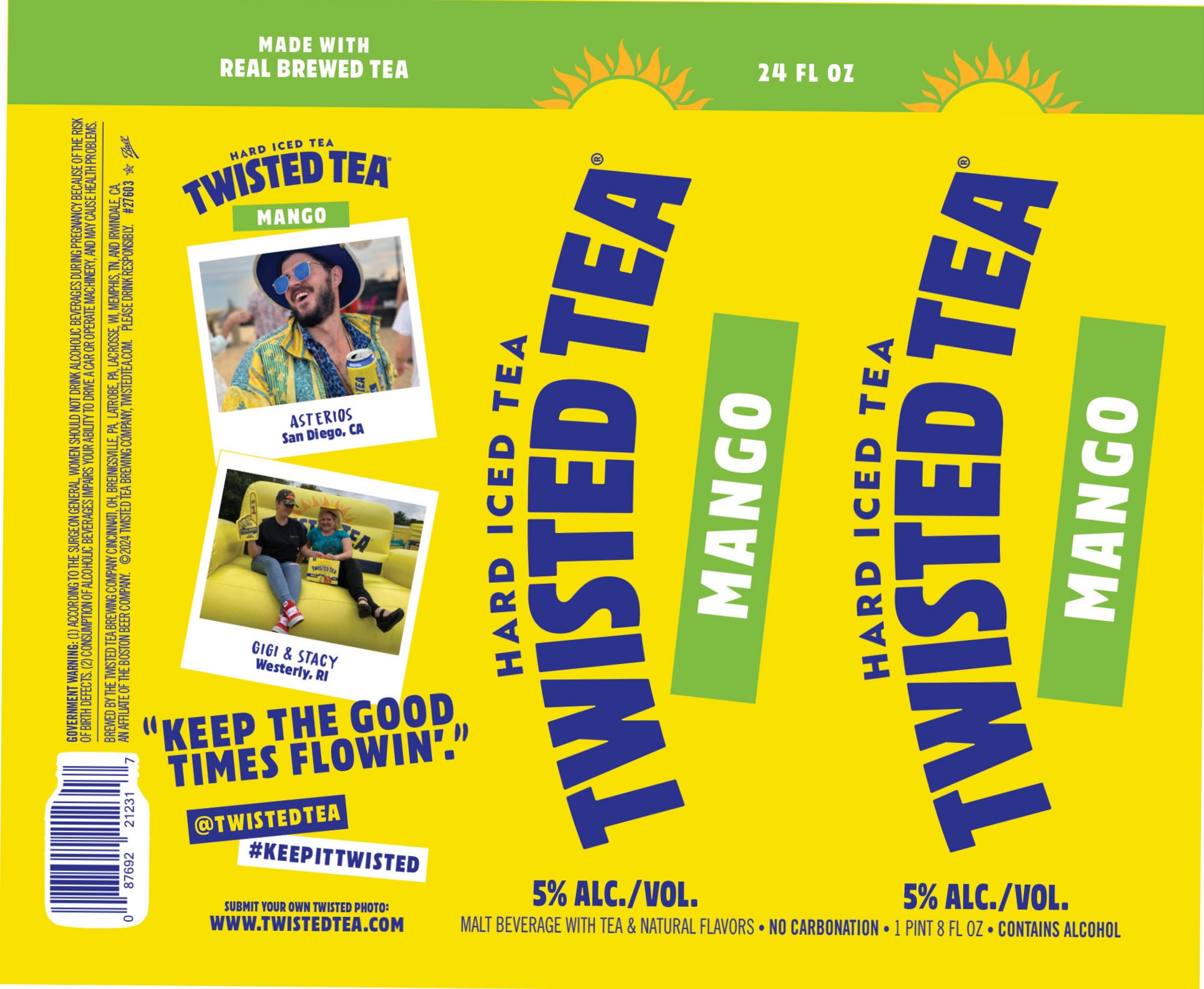 Twisted Tea Hard Iced Tea Mango by Asterios Beverage Co. - beer label