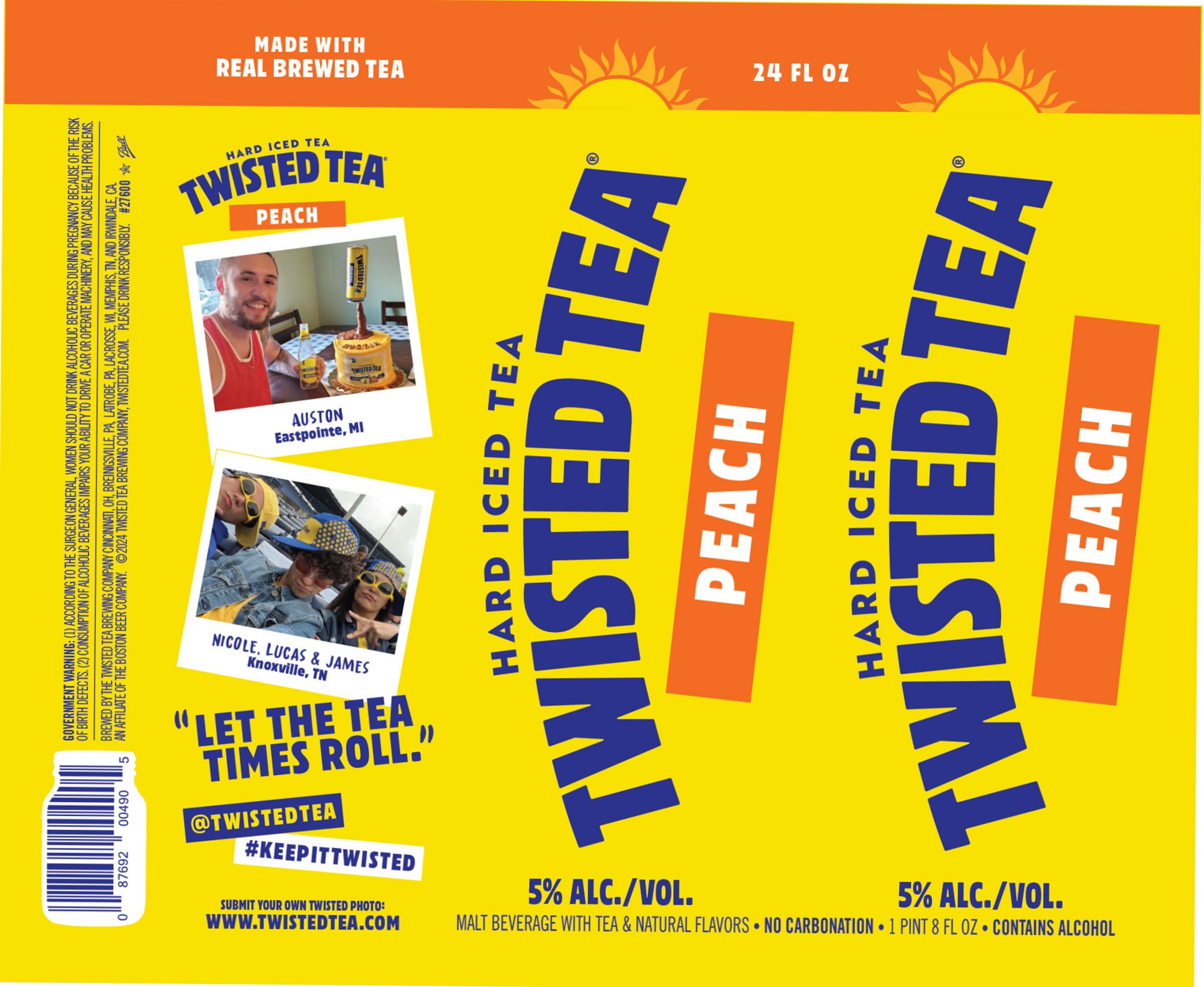 Twisted Tea Hard Iced Tea Peach by Boston Beer Company - beer label