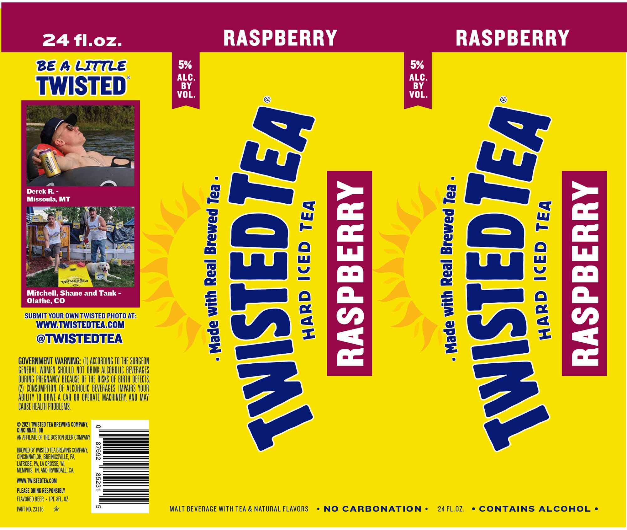 Twisted Tea Raspberry by Boston Beer Company - beer label