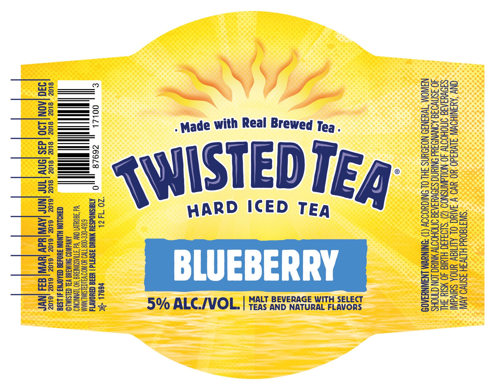Twisted Tea Blueberry by Boston Beer Company - beer label