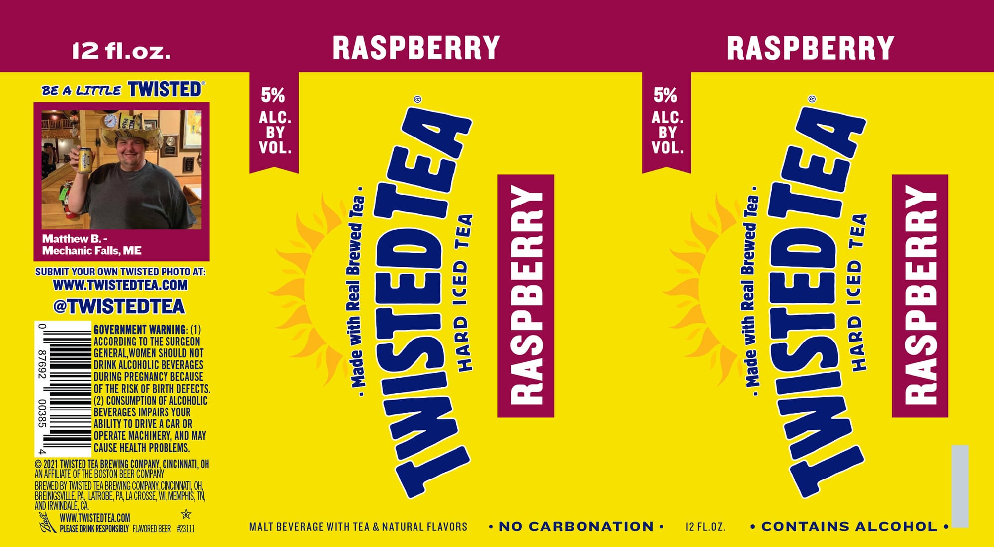 Raspberry Twisted Tea by Twisted Tea Brewing Company - beer label