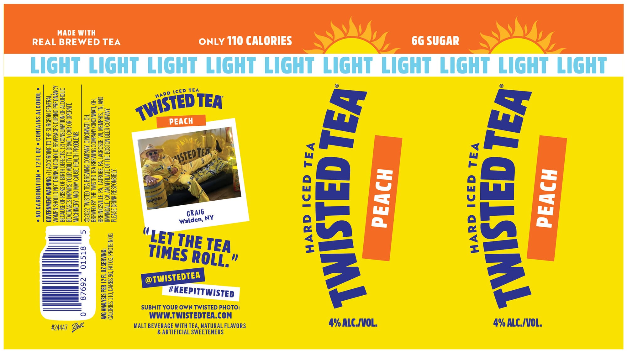Twisted Tea Hard Iced Tea Peach by Boston Brewing Company - beer label