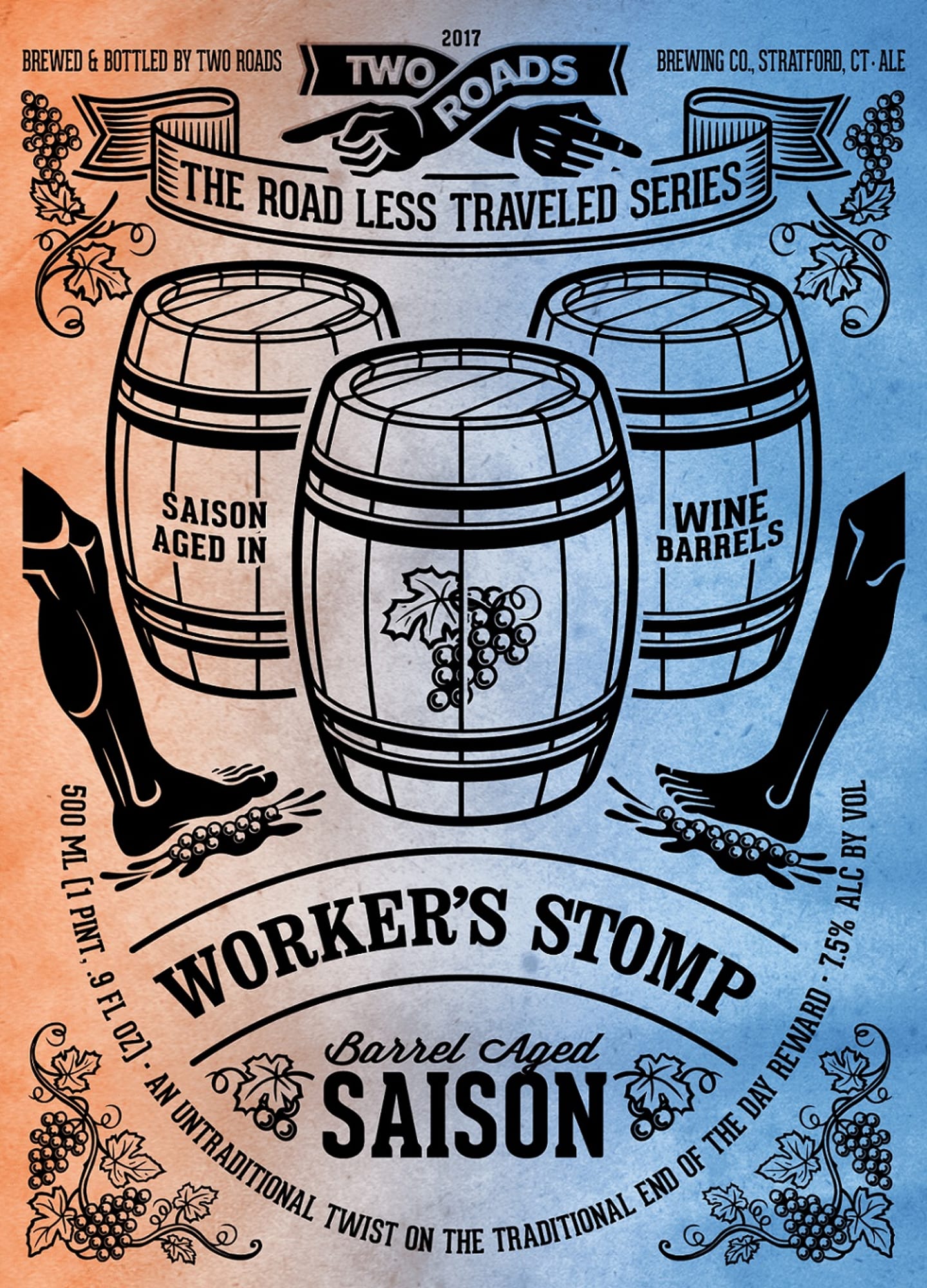 Worker's Stomp by Two Roads Brewing Co. - beer label