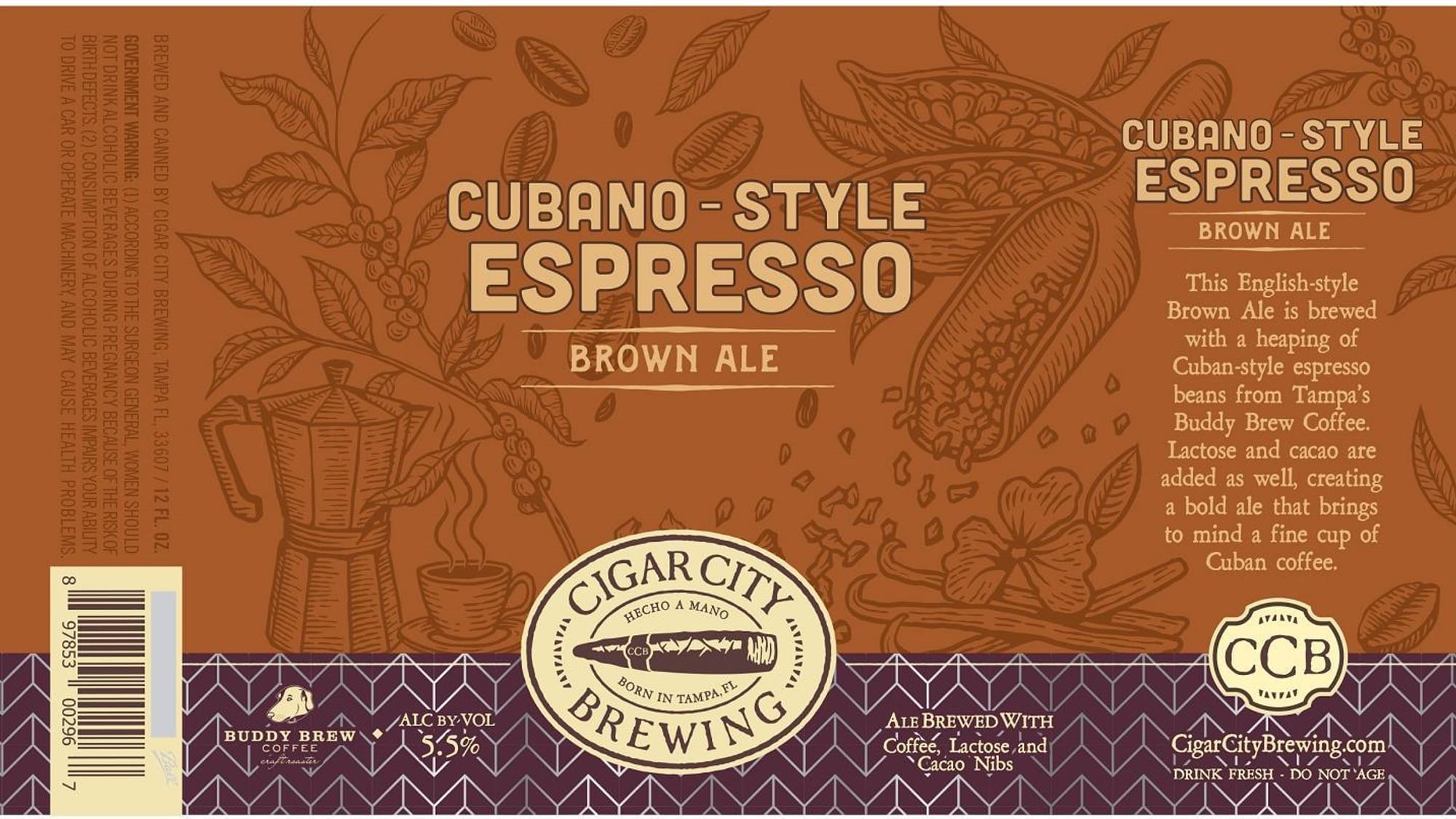 Cubano-Style Espresso by Cigar City Brewing - beer label