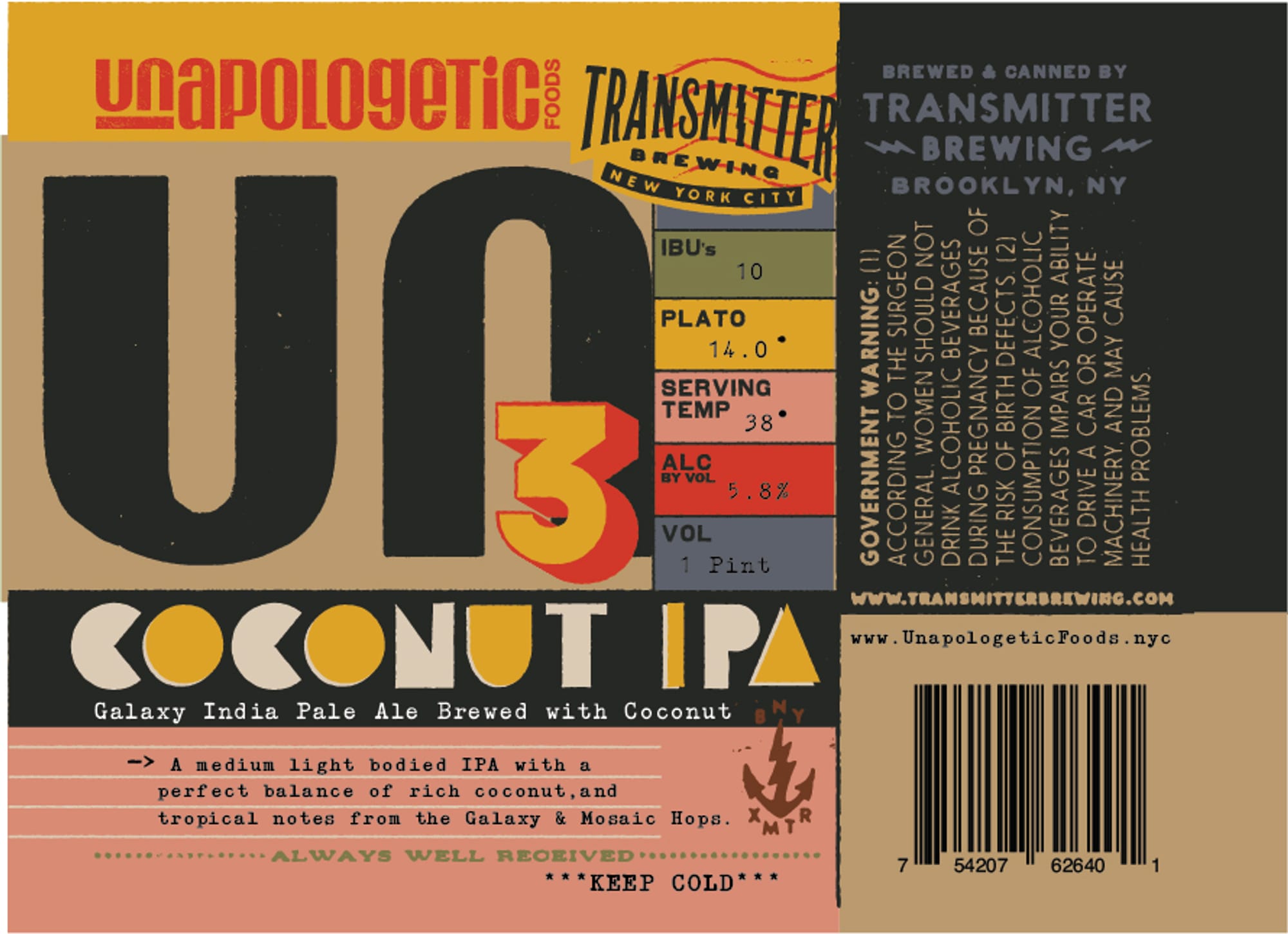 U3 by Transmitter Brewing - beer label
