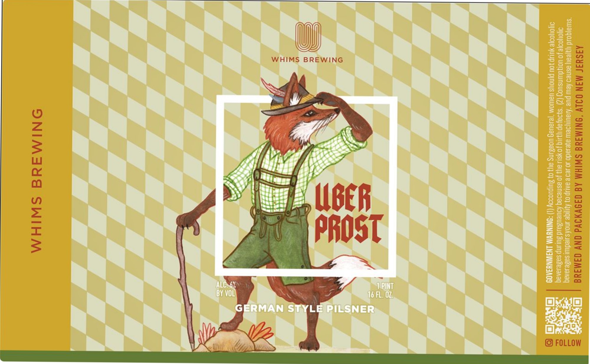 Uber Prost by Whims Brewing - beer label