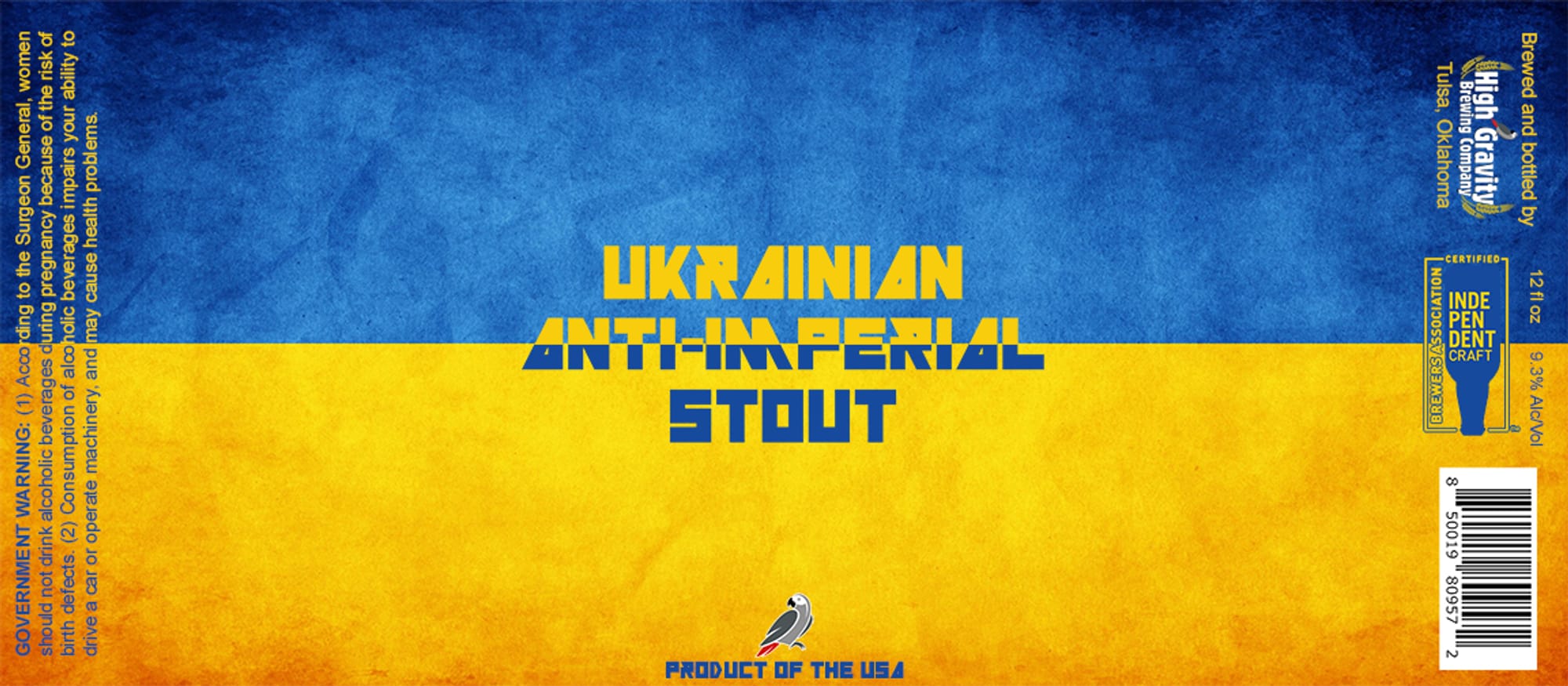 Ukrainian Anti-Imperial Stout by High Gravity Brewing Company - beer label