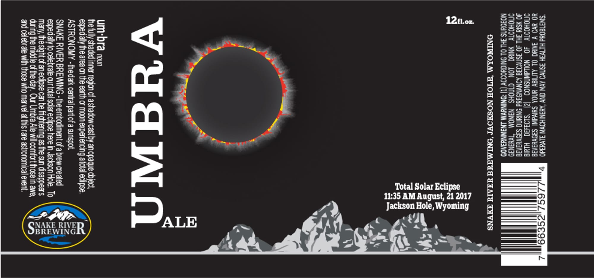 Umbra Ale by Snake River Brewing - beer label