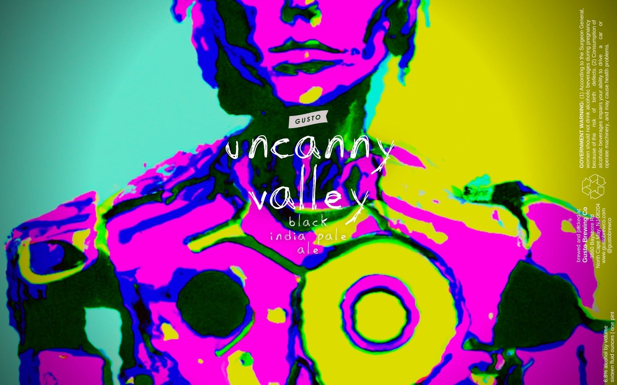 Uncanny Valley Black India Pale Ale by Gusto Brewing Co - beer label