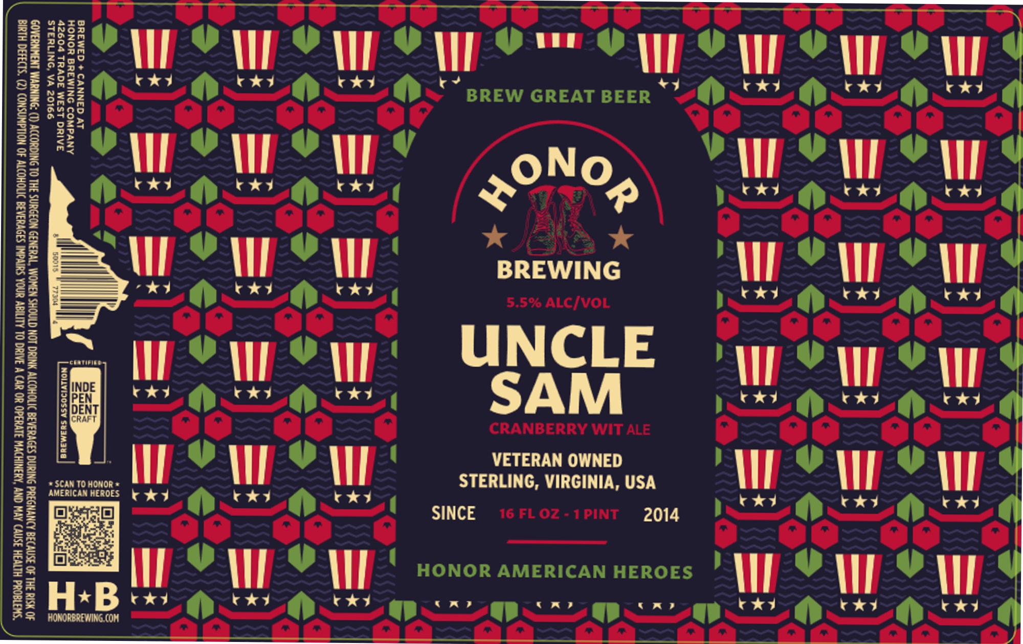 Uncle Sam by Honor Brewing Company - beer label