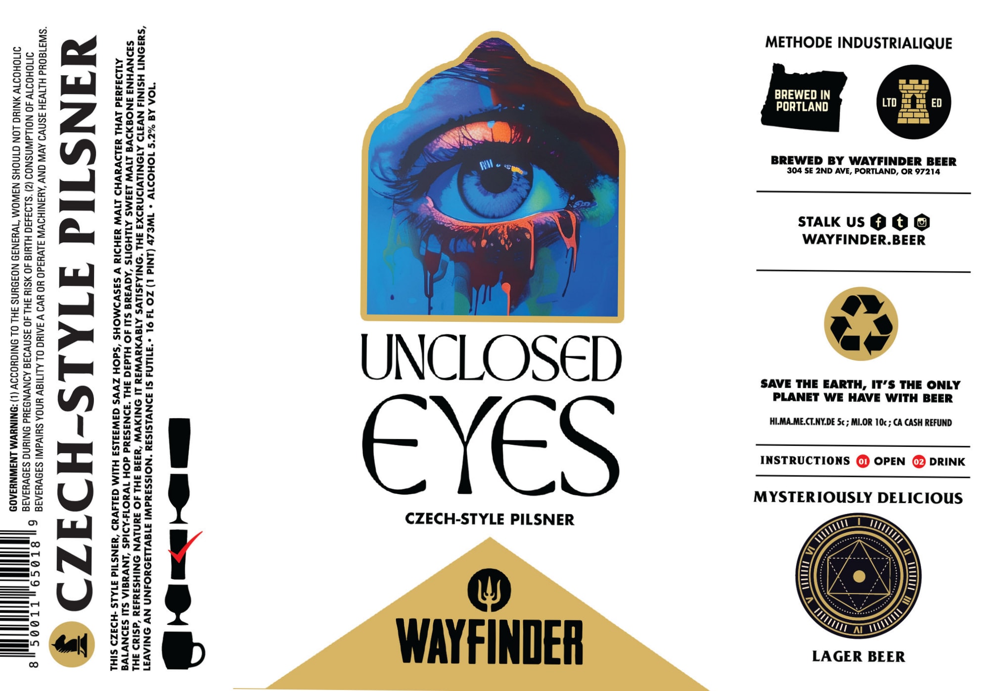 Unclosed Eyes by Wayfinder Beer - beer label