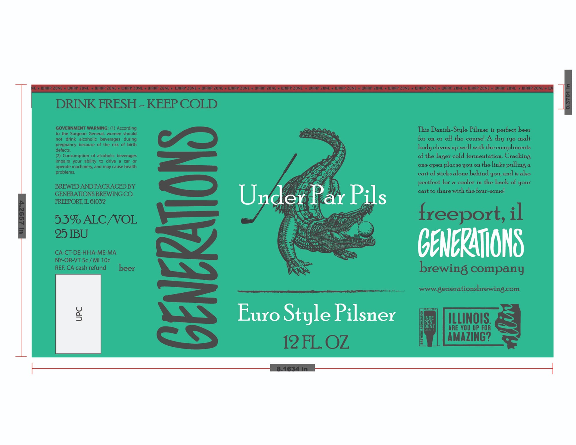 Under Par Pils by Generations Brewing Company - beer label