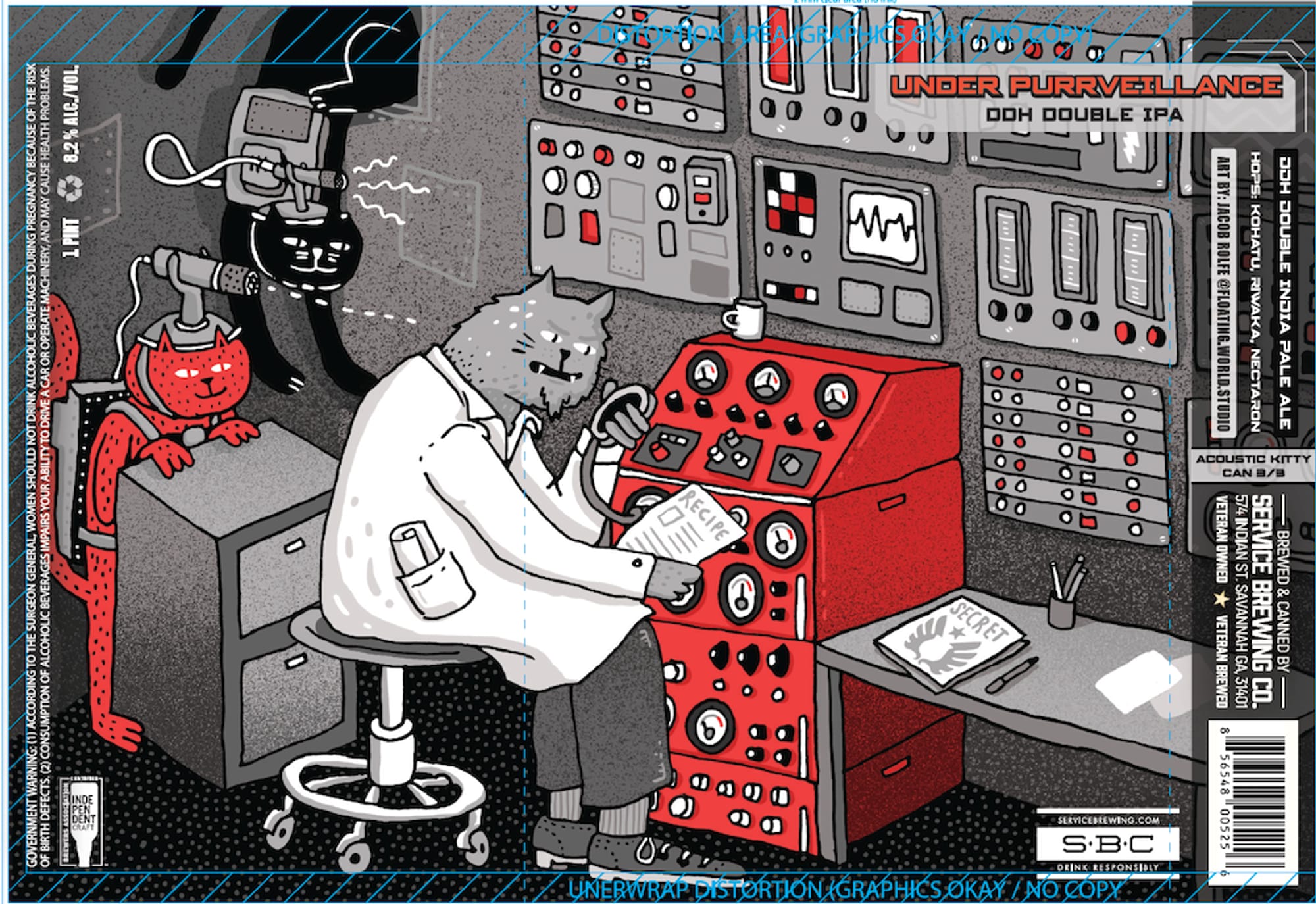 Under Purrveillance by Service Brewing Co. - beer label