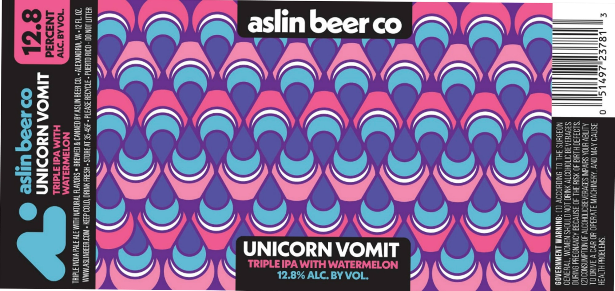Unicorn Vomit by Aslin Beer Co. - beer label