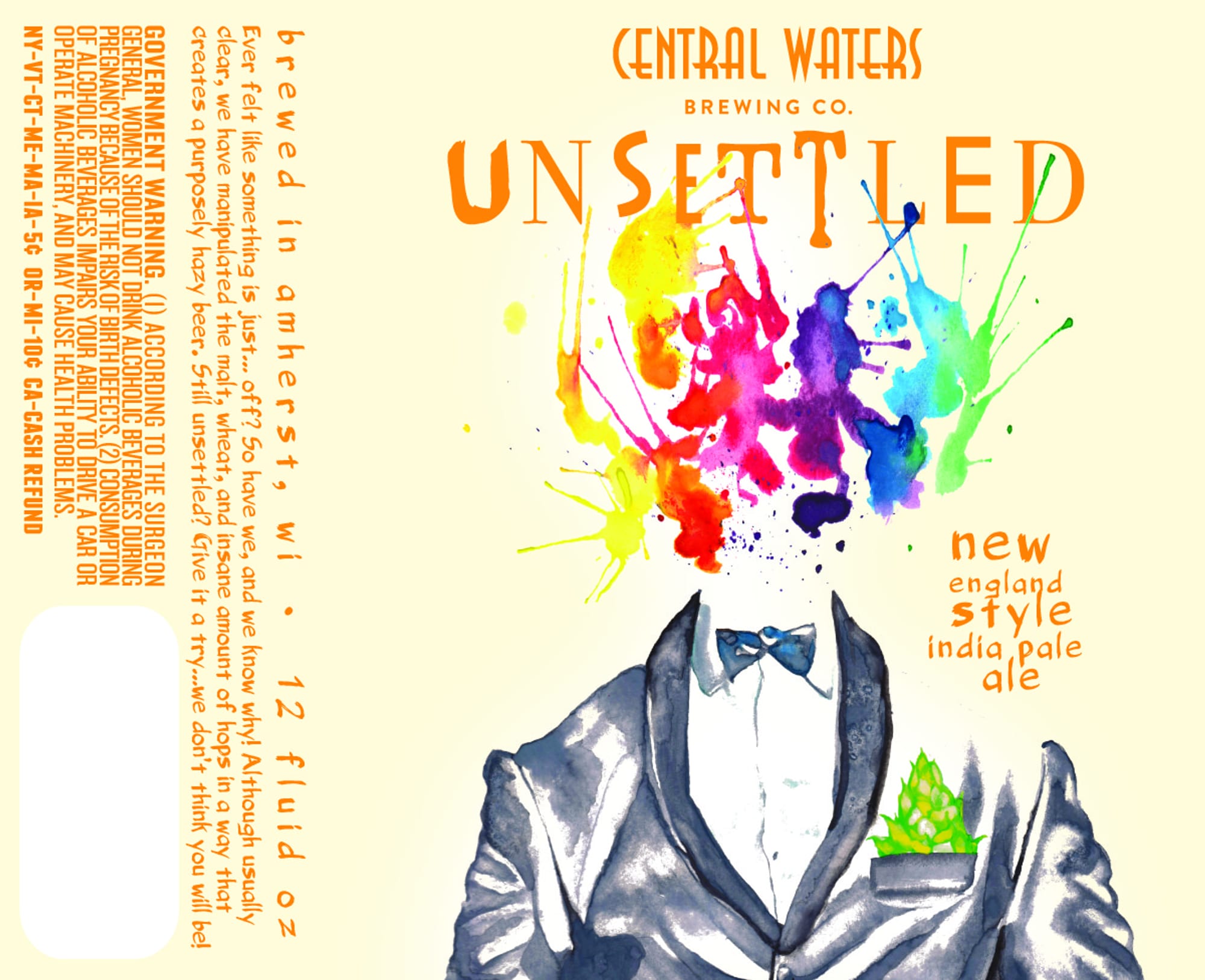 Unsettled by Central Waters Brewing Co. - beer label