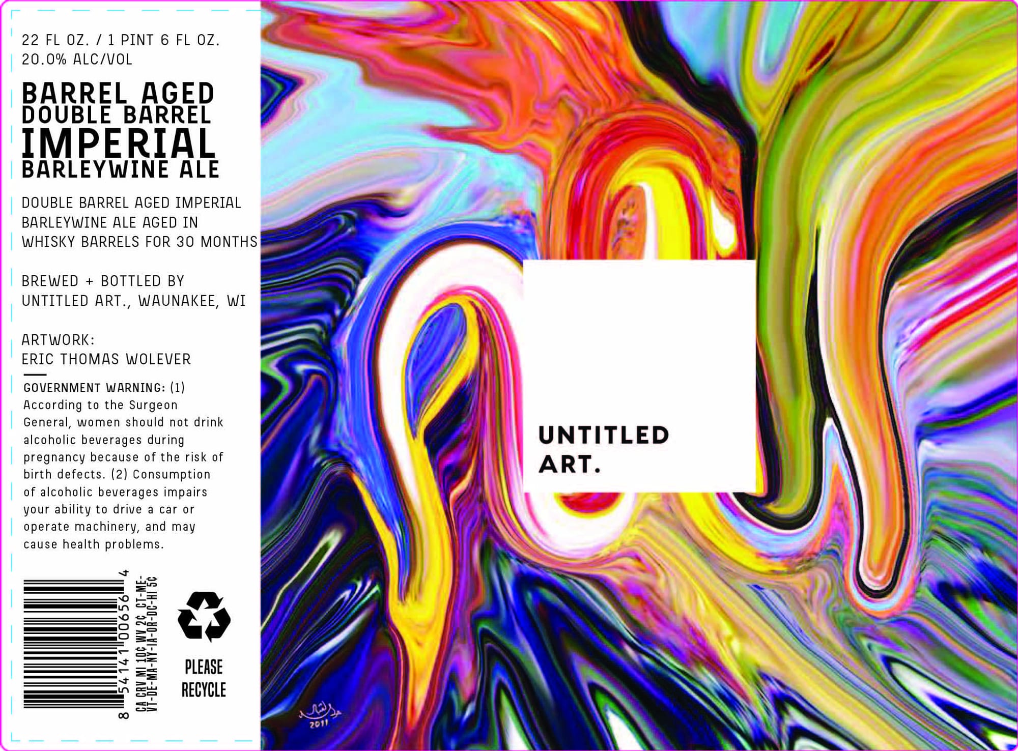 Barrel Aged Double Barrel Imperial Barleywine Ale by Untitled Art - beer label