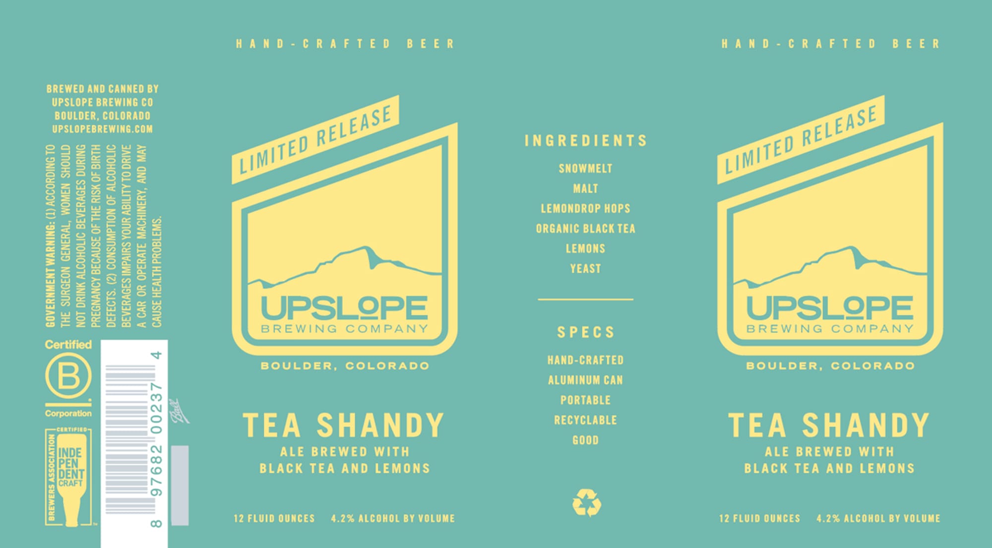 Snowmelt Tea Shandy by Upslope Brewing Company - beer label